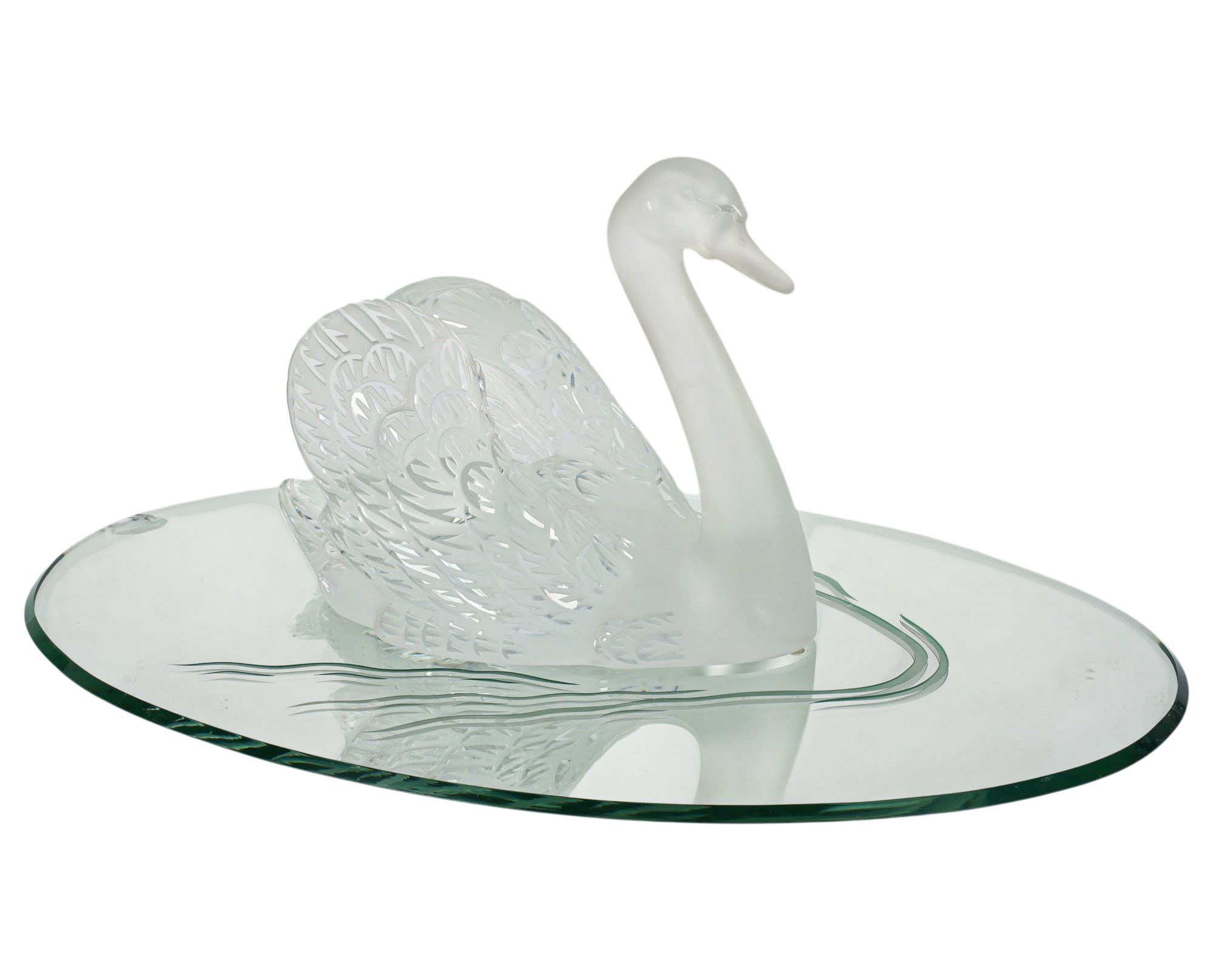 Lalique Miroir Cygne Glass Centerpiece