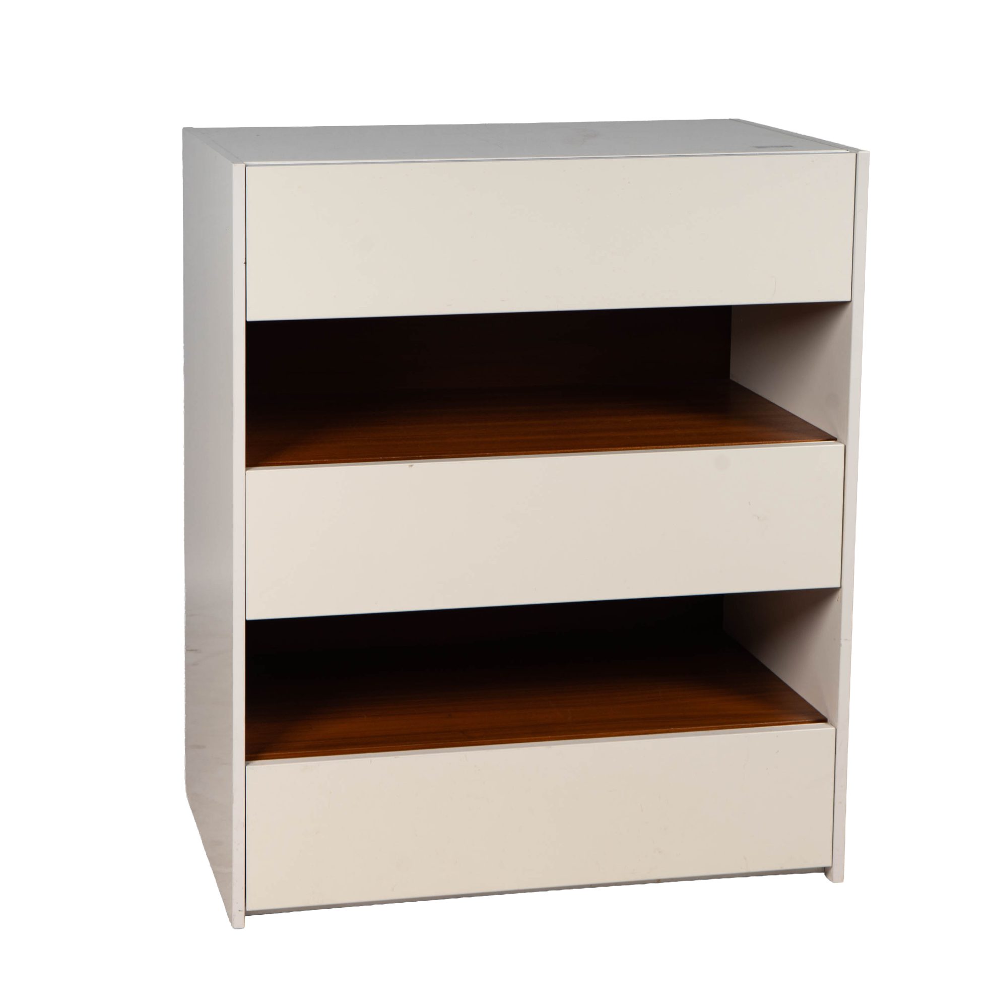 White Lacquered and Wood Chest of Drawers
