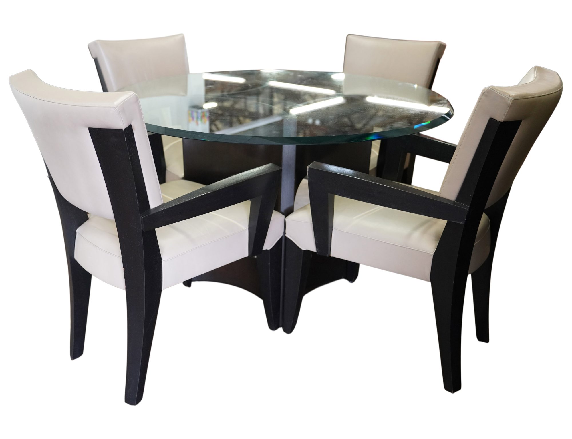 Dakota Jackson Ebony Game Table and Four Chairs