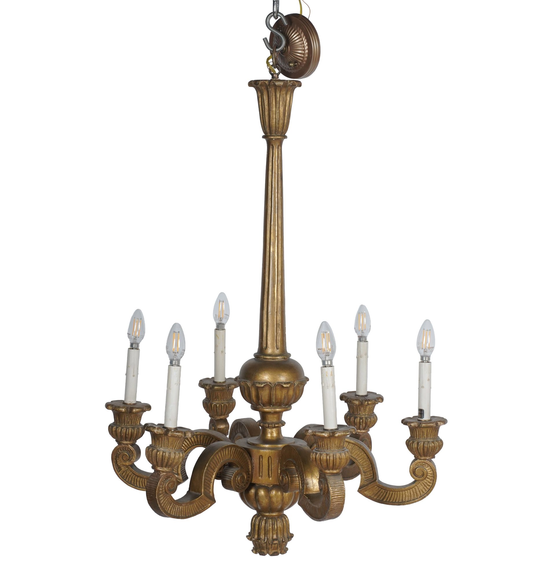 Giltwood Six Light Chandelier