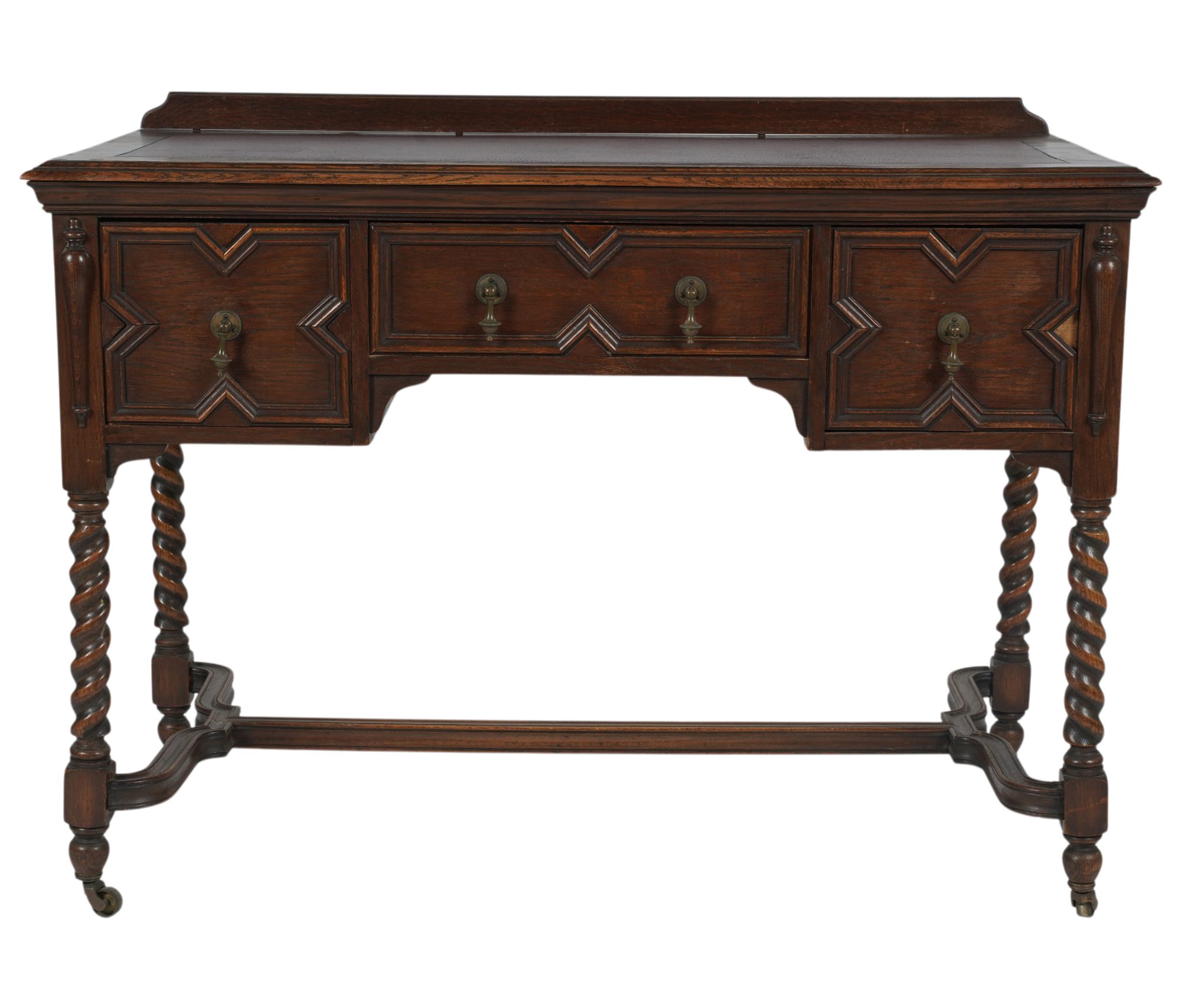 An English Style Writing Table with Red Leather Top