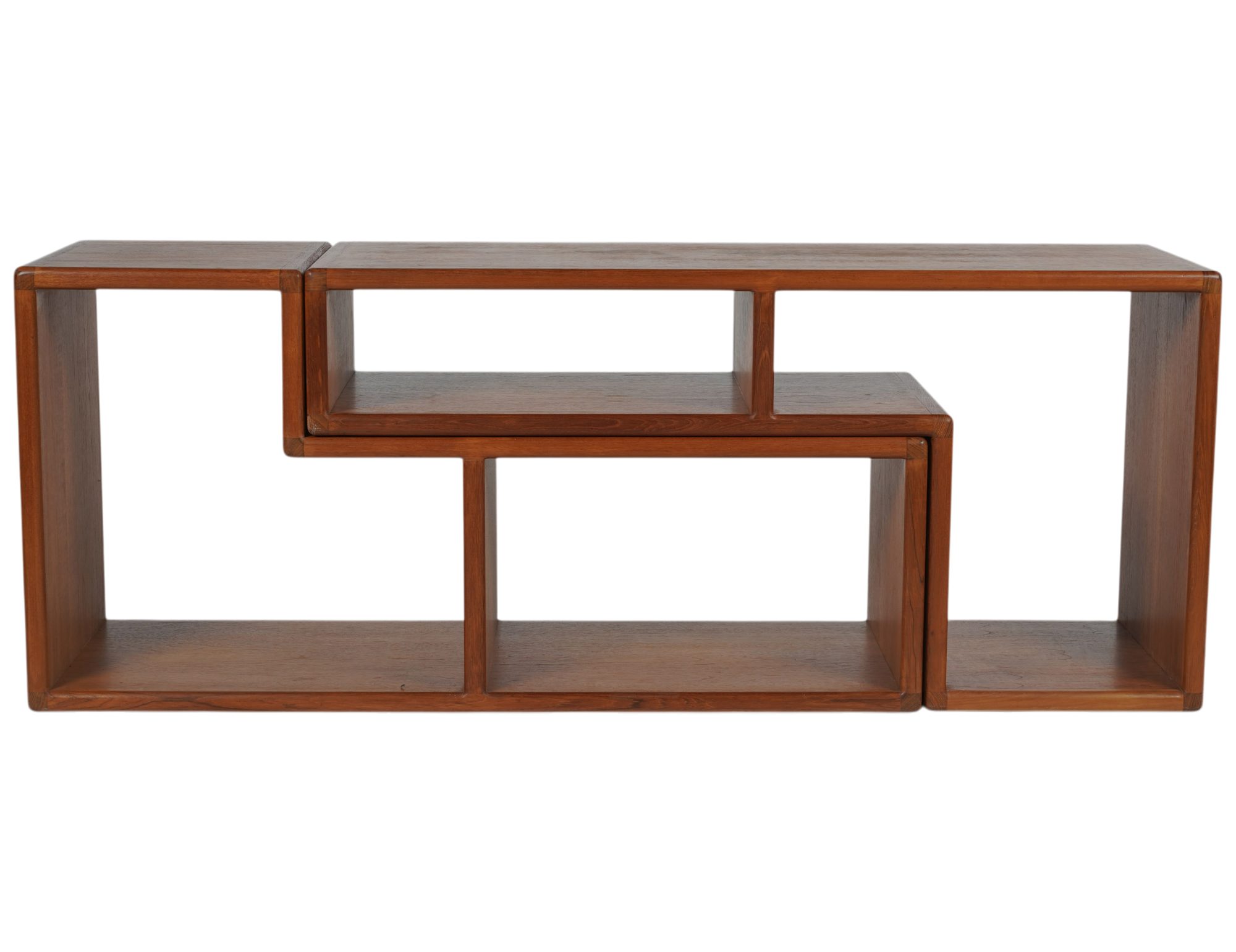Danish Mid-Century L Shape Puzzle Shelving Console