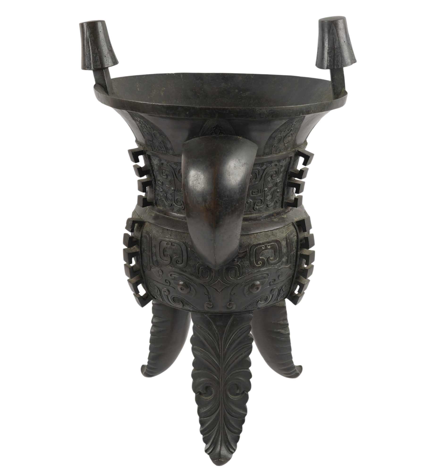 A Bronze Asian Style Double Handled Footed Urn