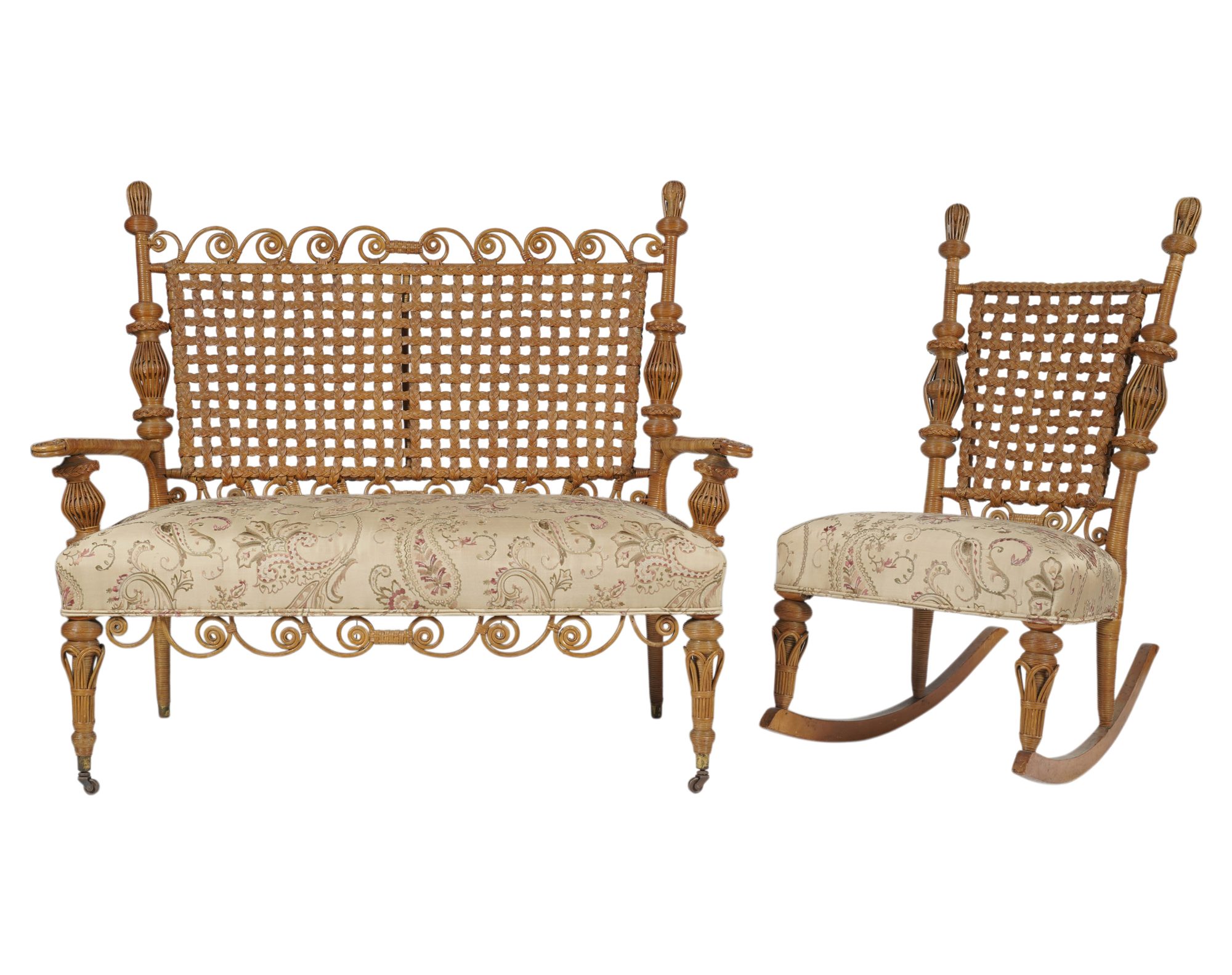 A Set of Ornate Victorian Wicker Parlor Furniture