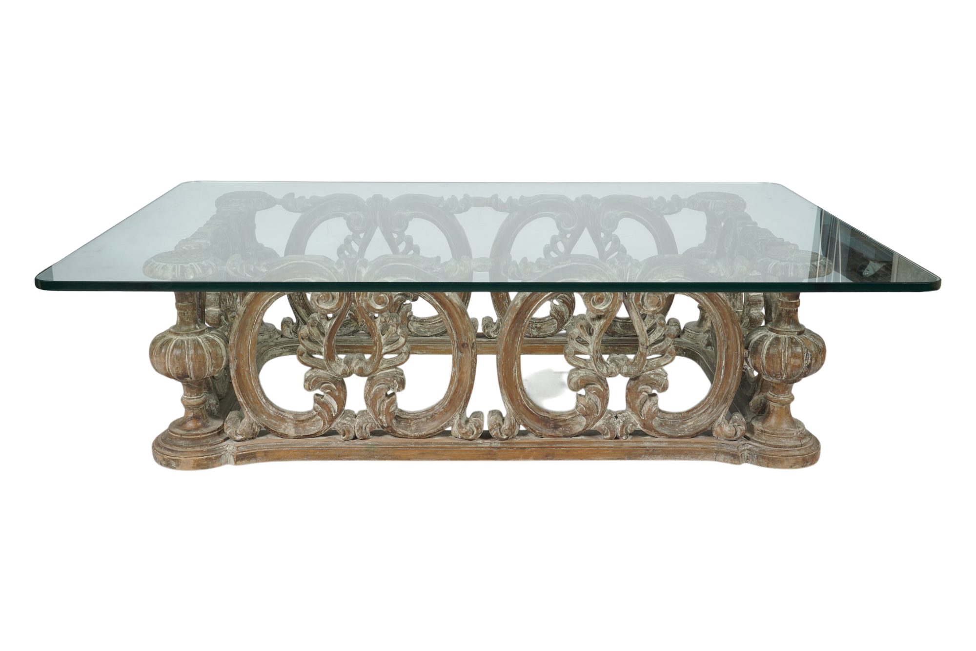 Painted Wood and Glass Coffee Table