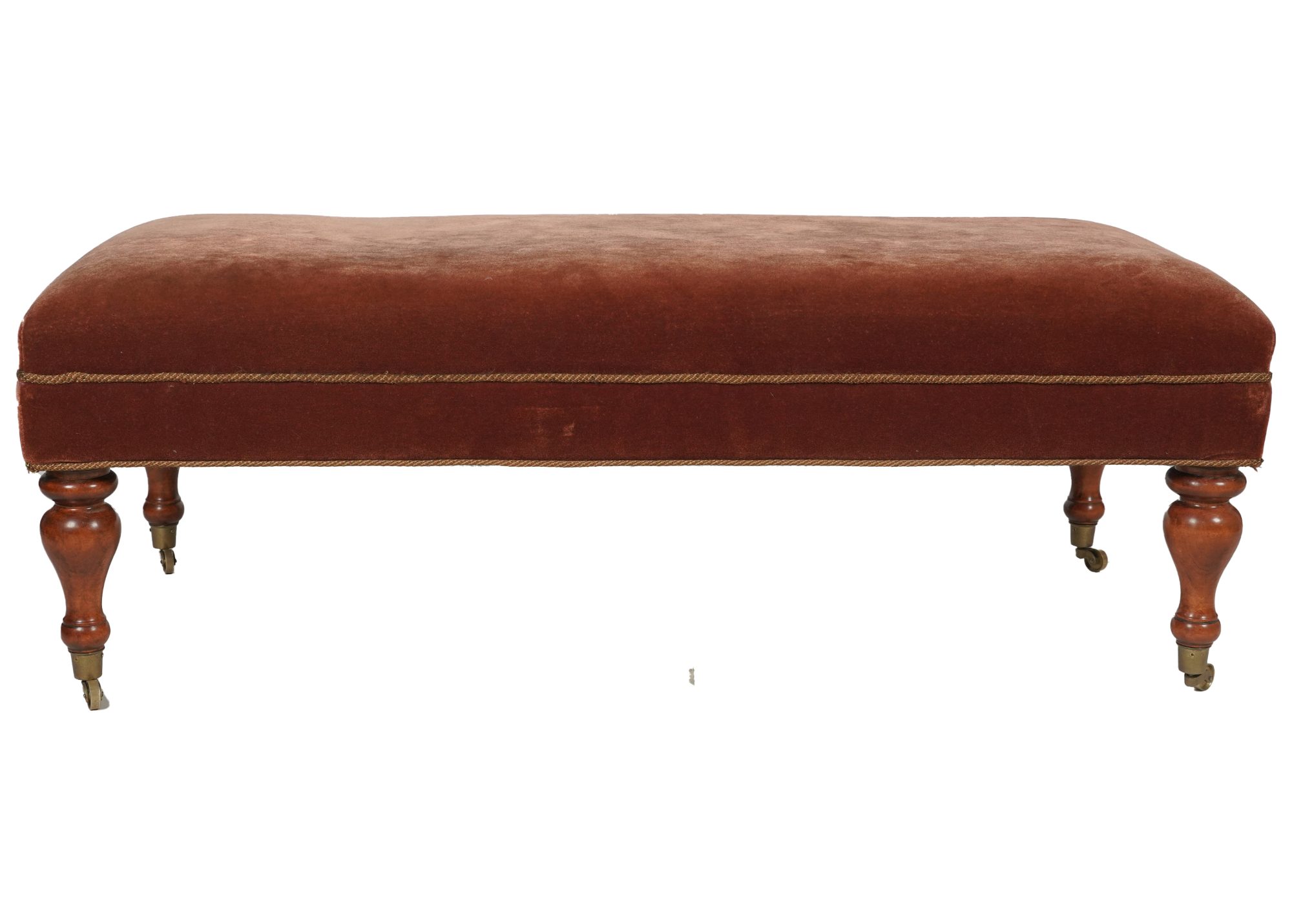 Velvet Upholstered and Wood Bench