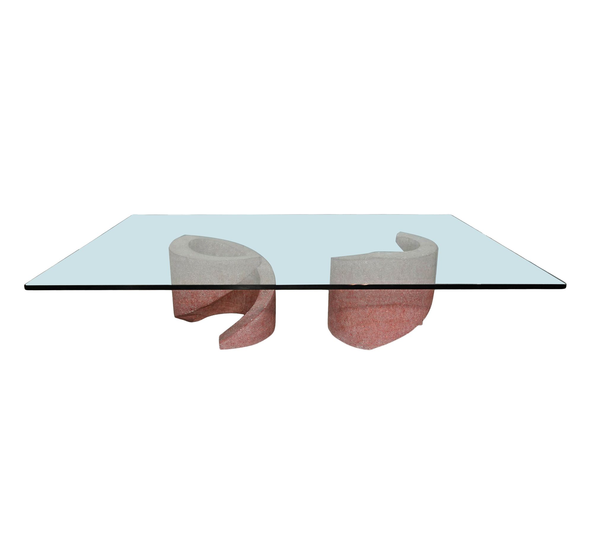 Terracotta and Glass Sculptural Coffee Table