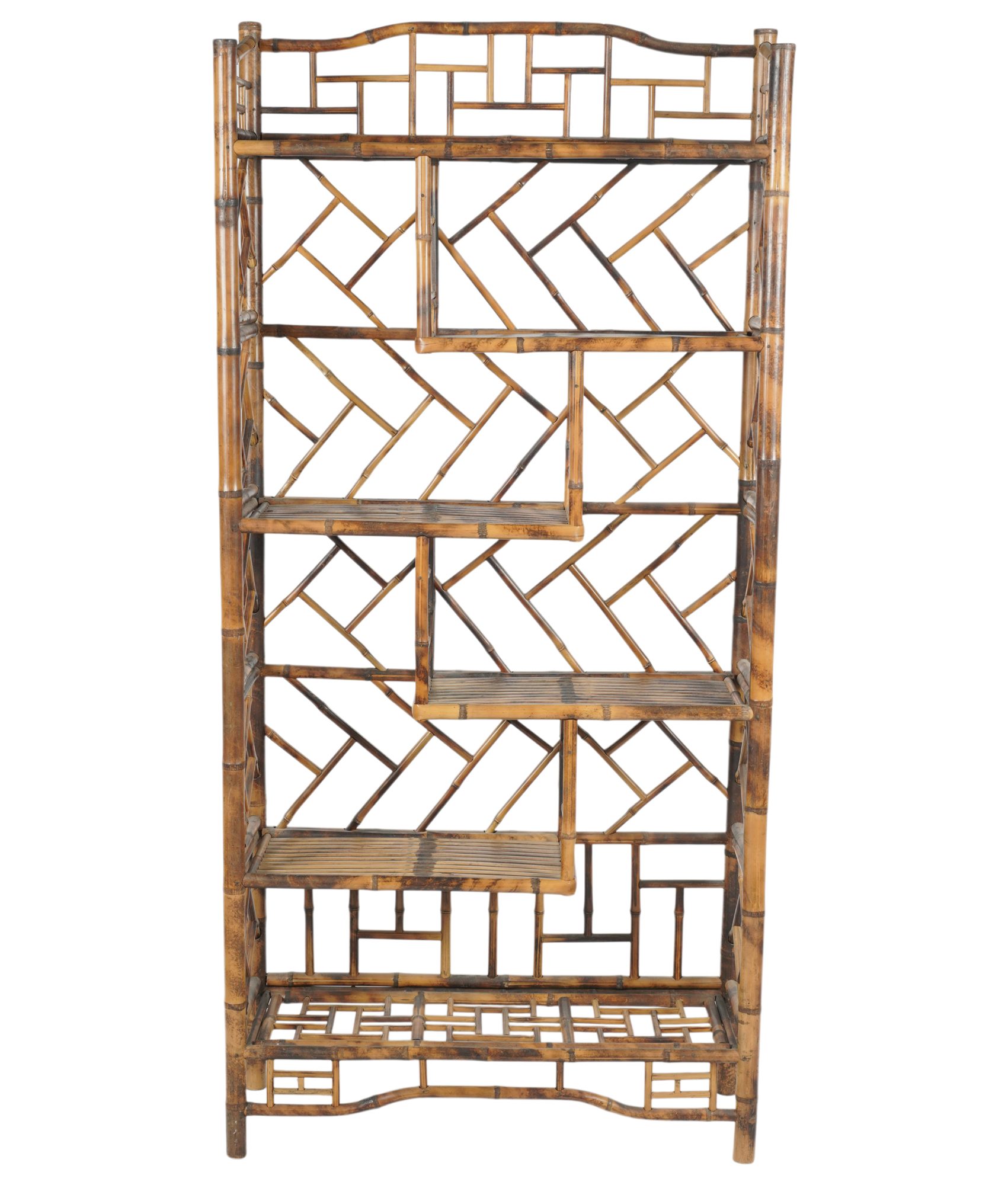 A Burnt Bamboo Fretwork Style Etagere