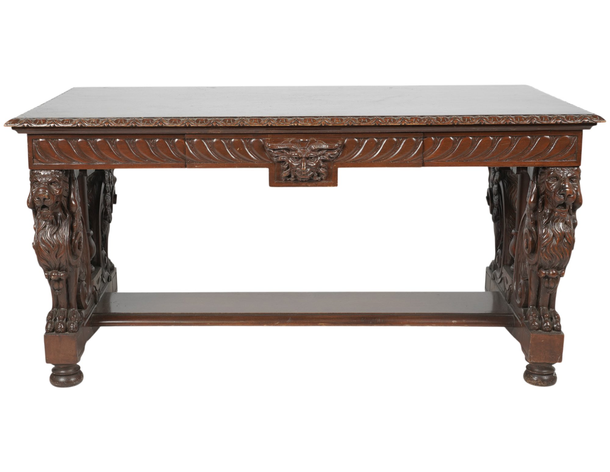 A Carved Wood Horner Style Library Table