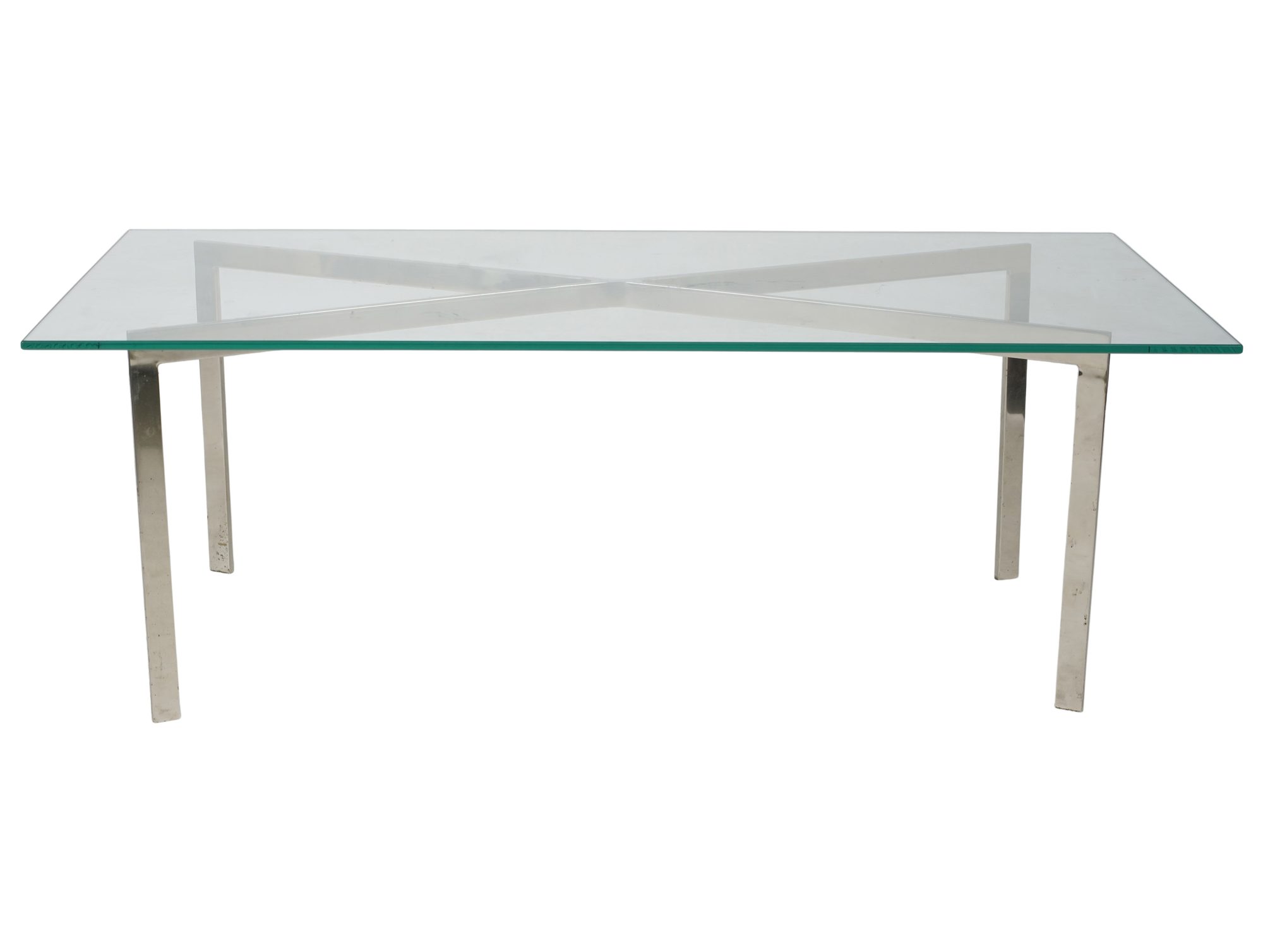 Modern Chrome Metal Base Glass Top Coffee Table