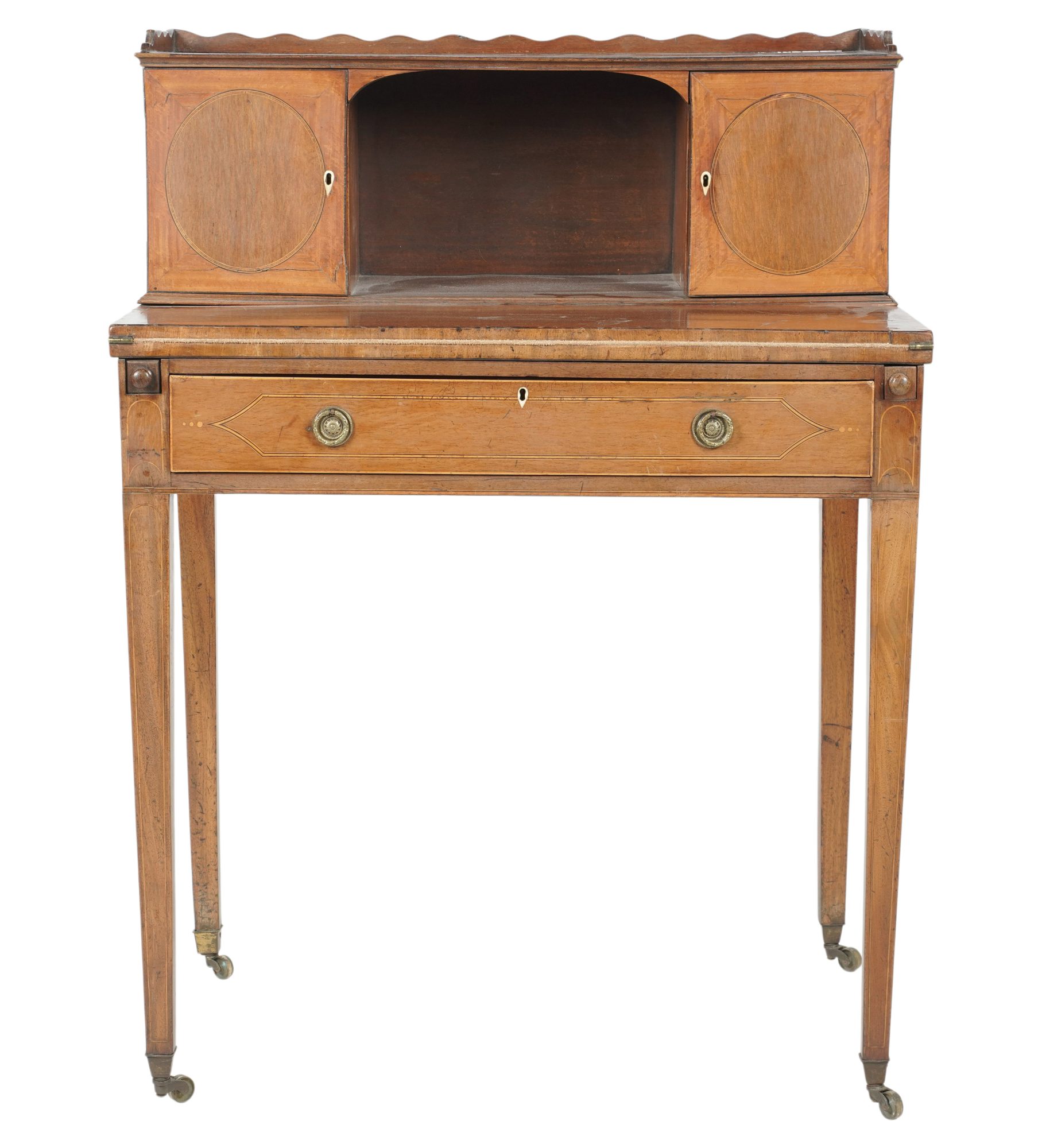 A Georgian Inlaid Mahogany Bonheur Du Jour