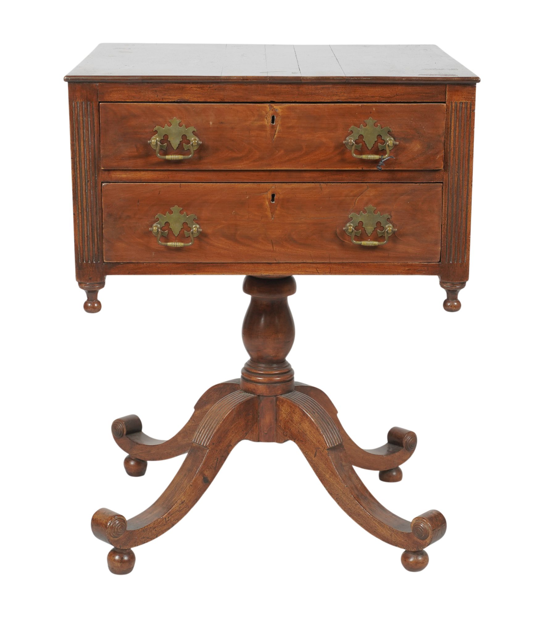 Mahogany Two Drawer Sewing End Table