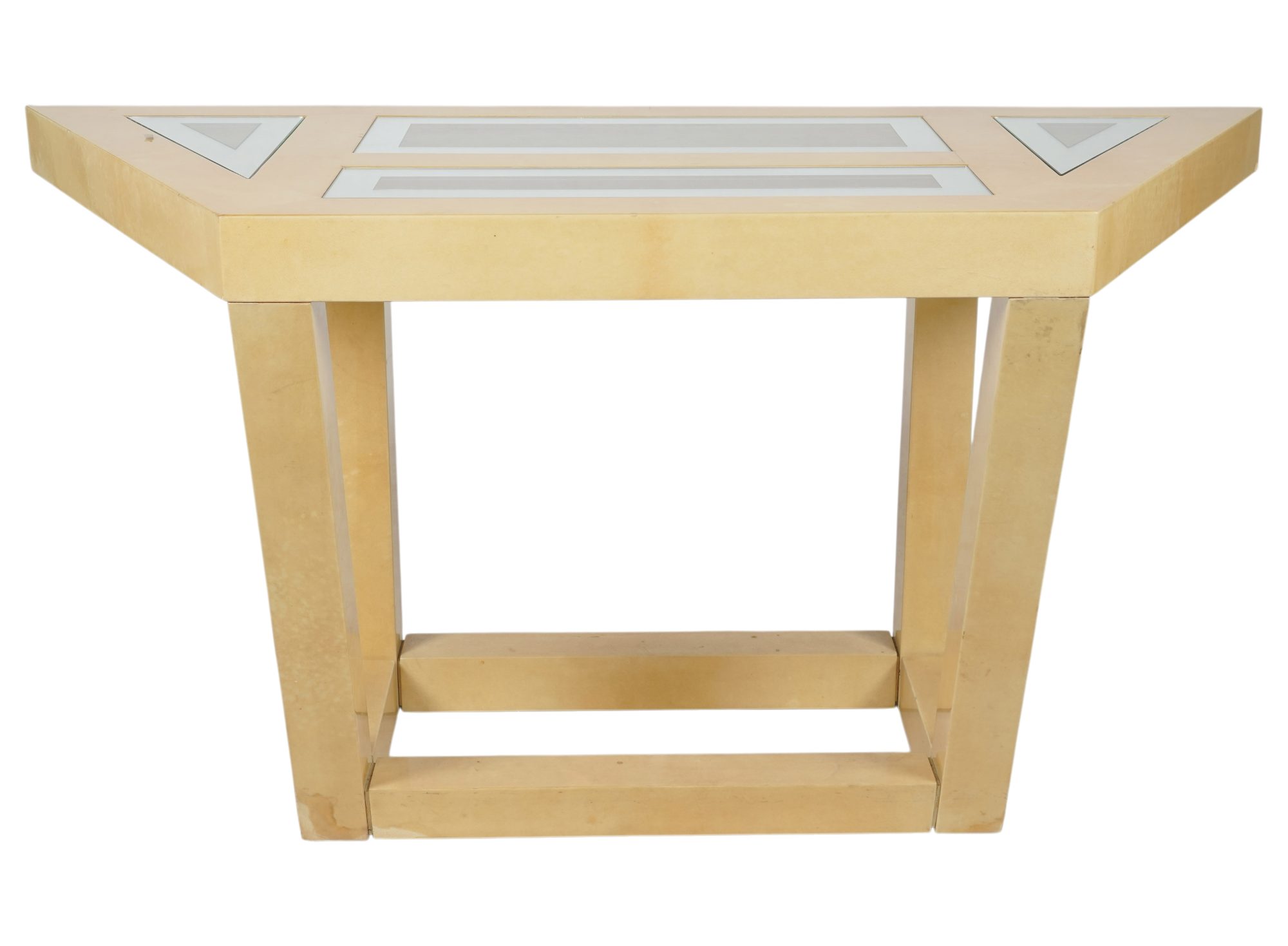Modern Parchment and Veneered Console Table