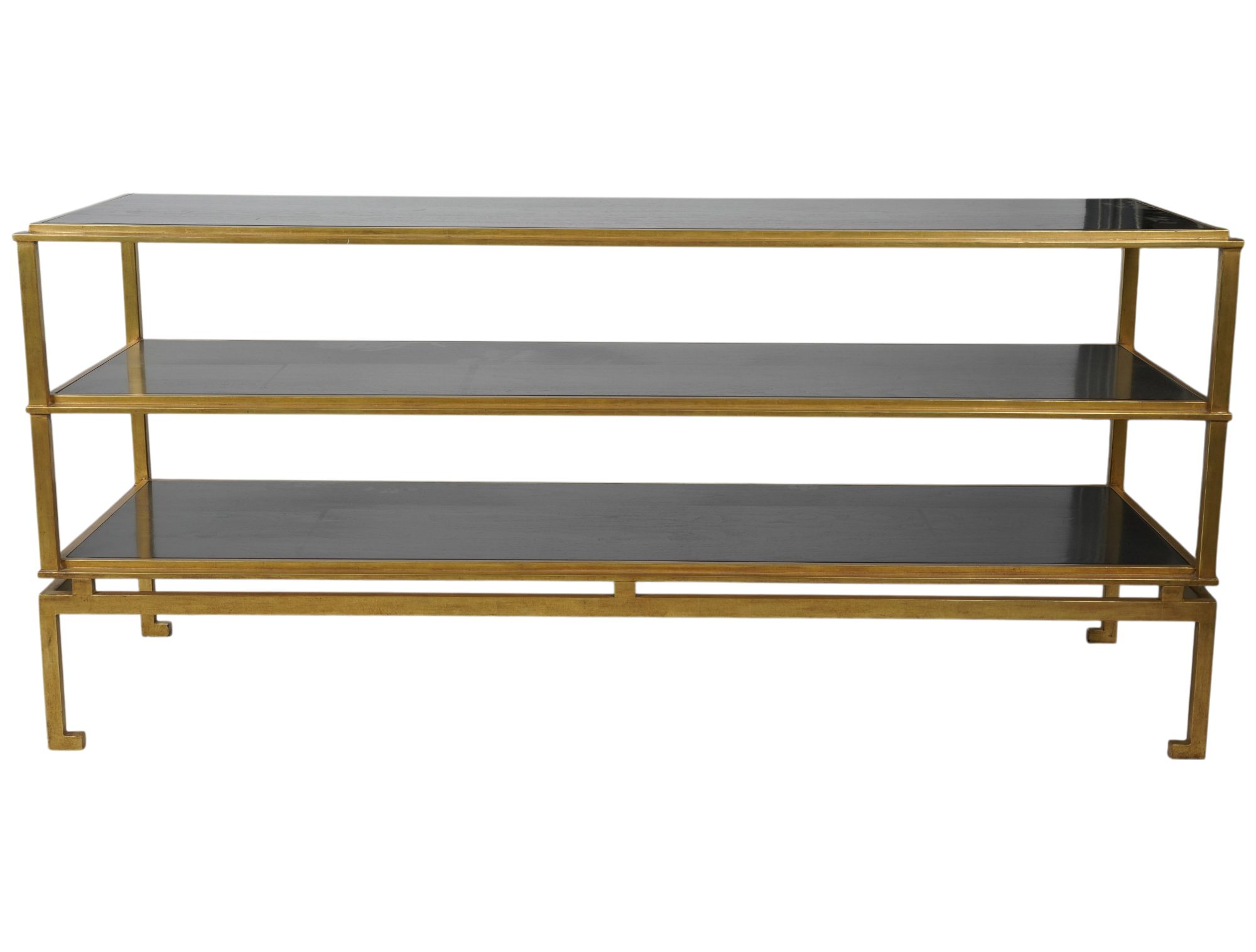 Gilt Metal and Ebonized Wood Sofa Table