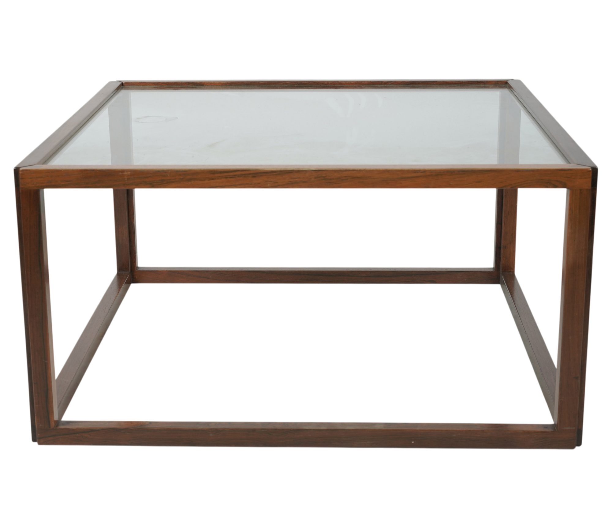 A Rosewood and Glass Coffee Table