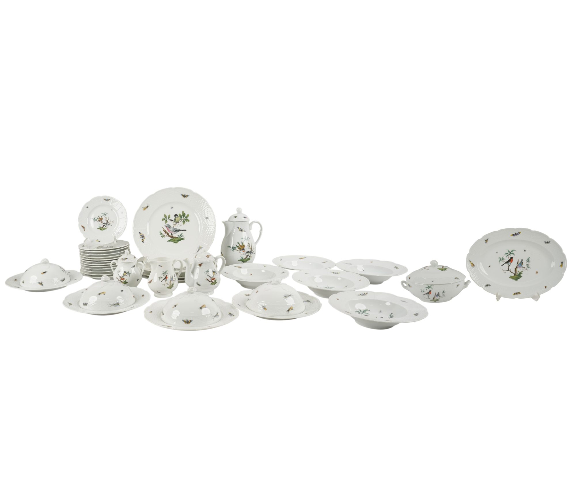Collection of Raynaud Limoges Les Oiseaux Porcelain Dinnerware