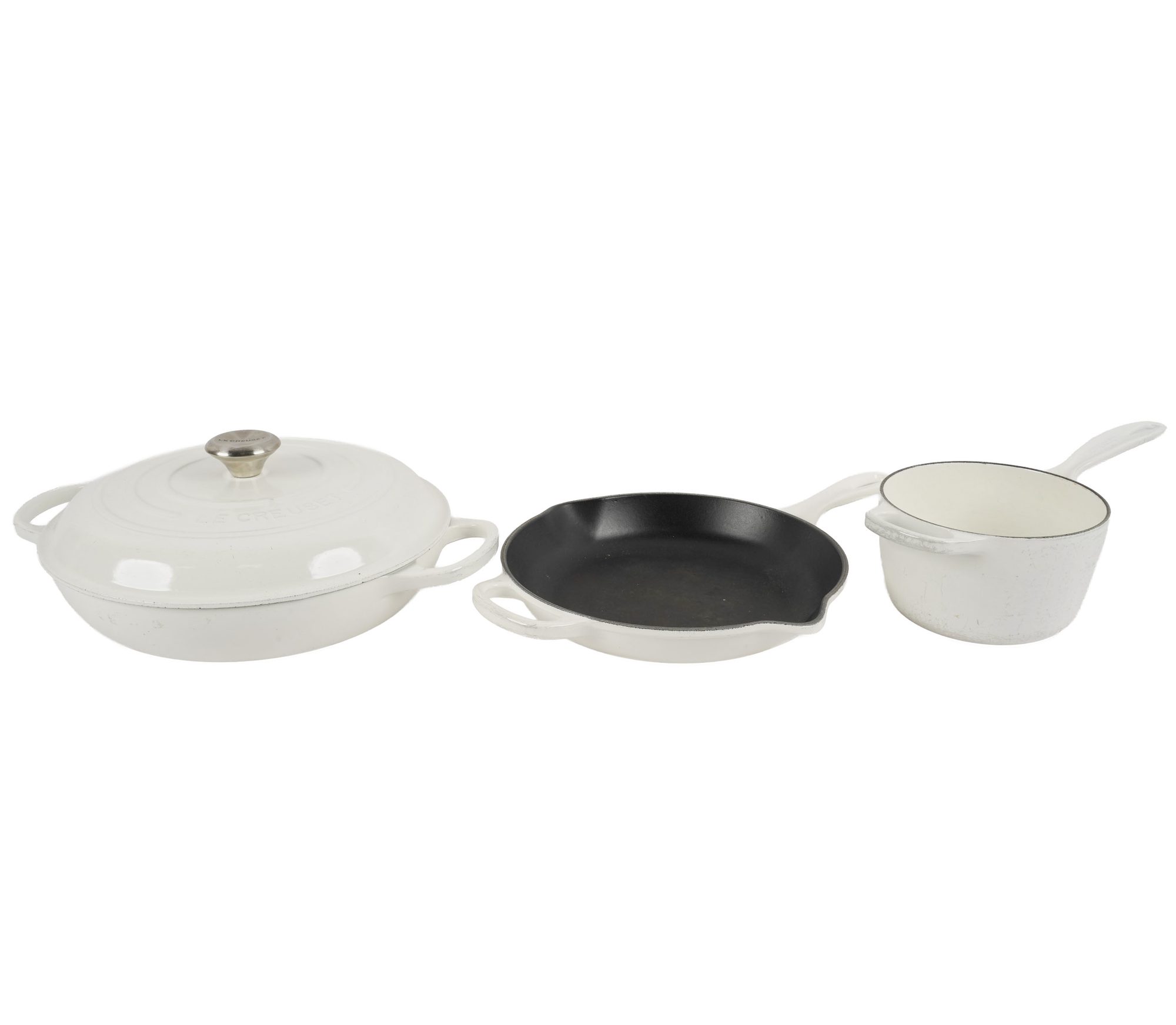 Three Pieces of Le Creuset Cast Iron Pots