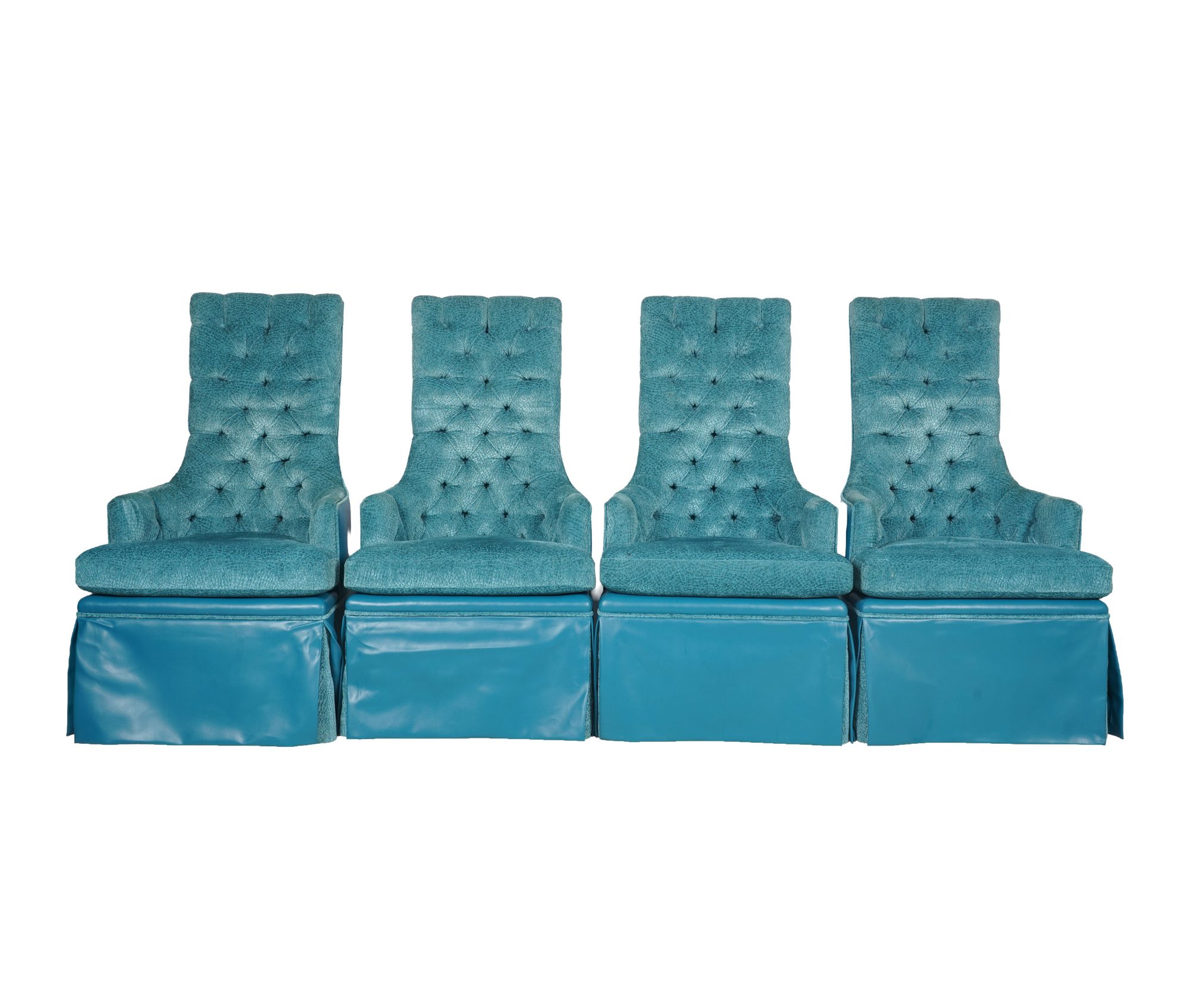 Four Blue Tufted Upholstered Chairs