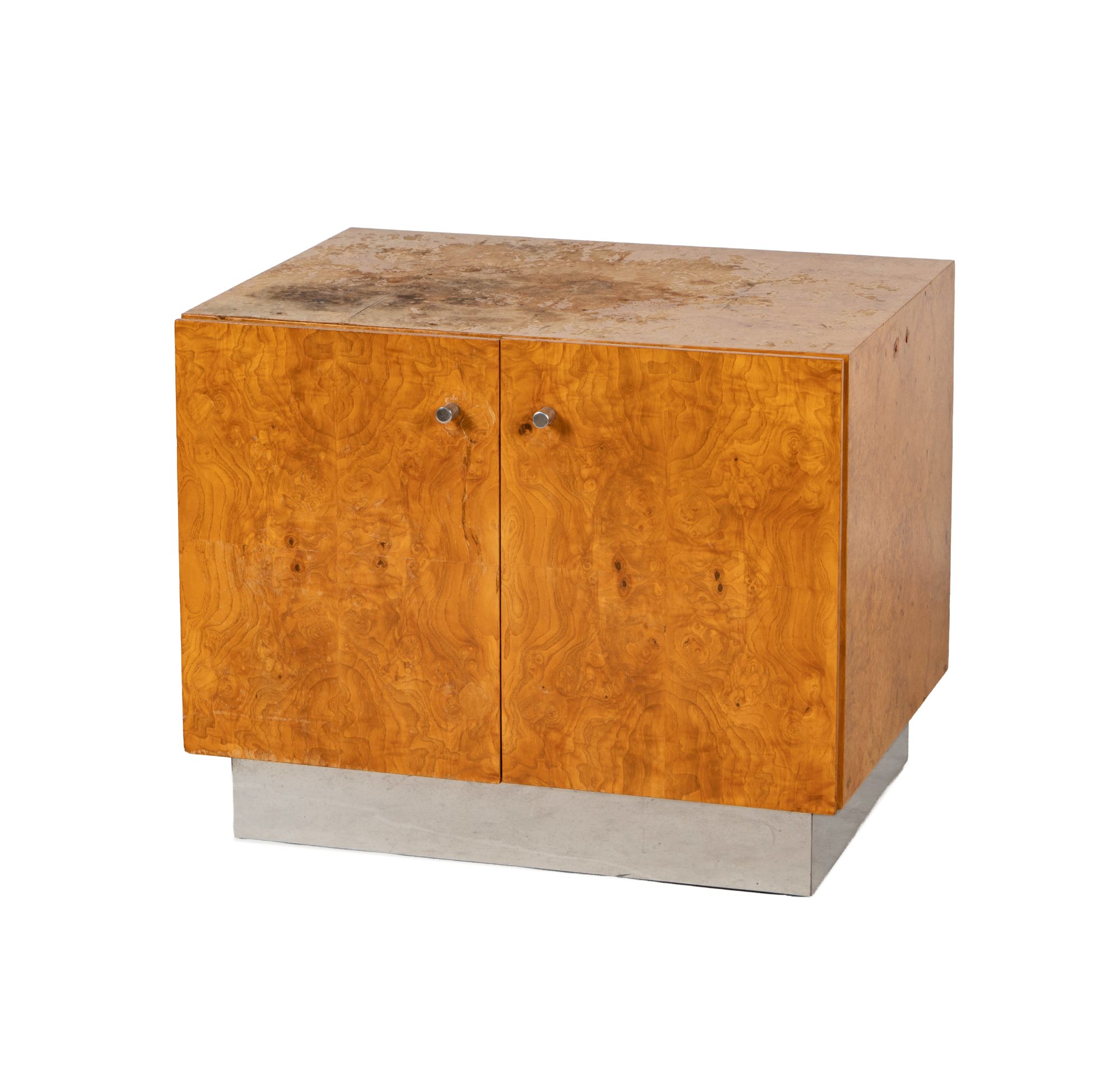 Milo Baughman Burlwood Cube End Table