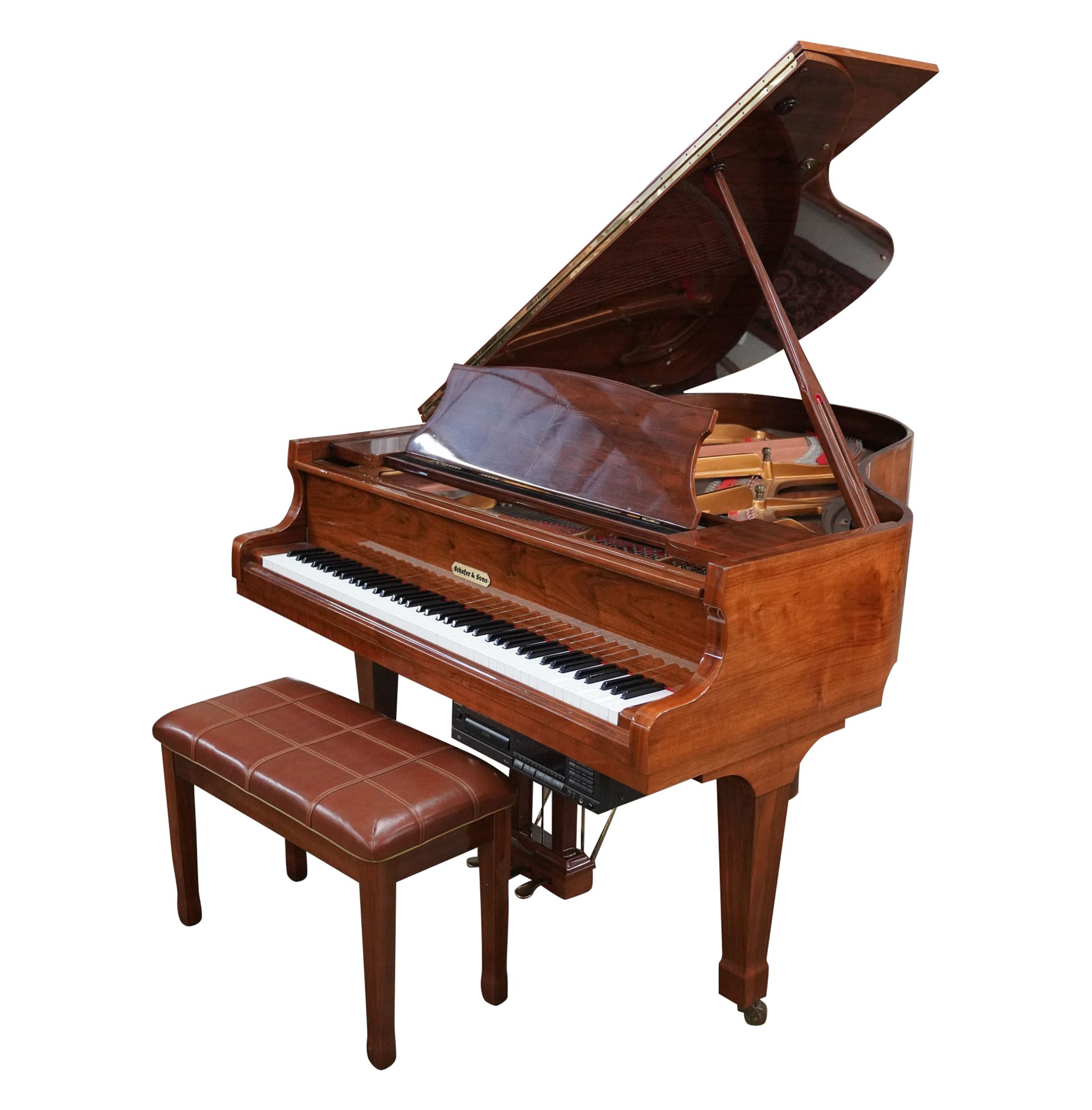 Schafer & Sons Mahogany Player Piano with Bench