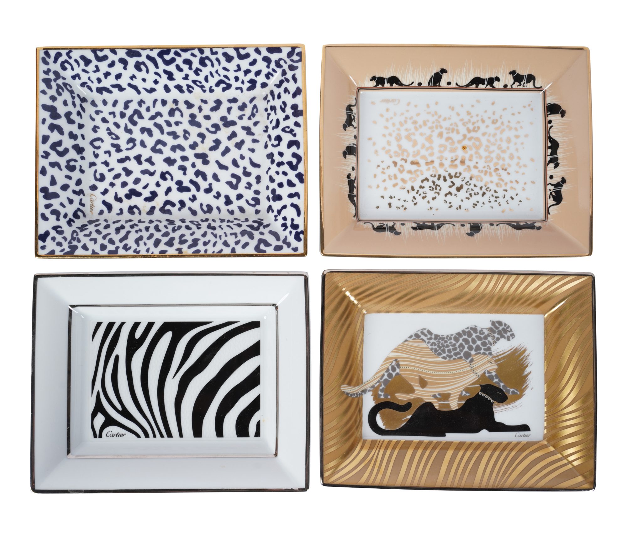 Four Cartier Porcelain Trays