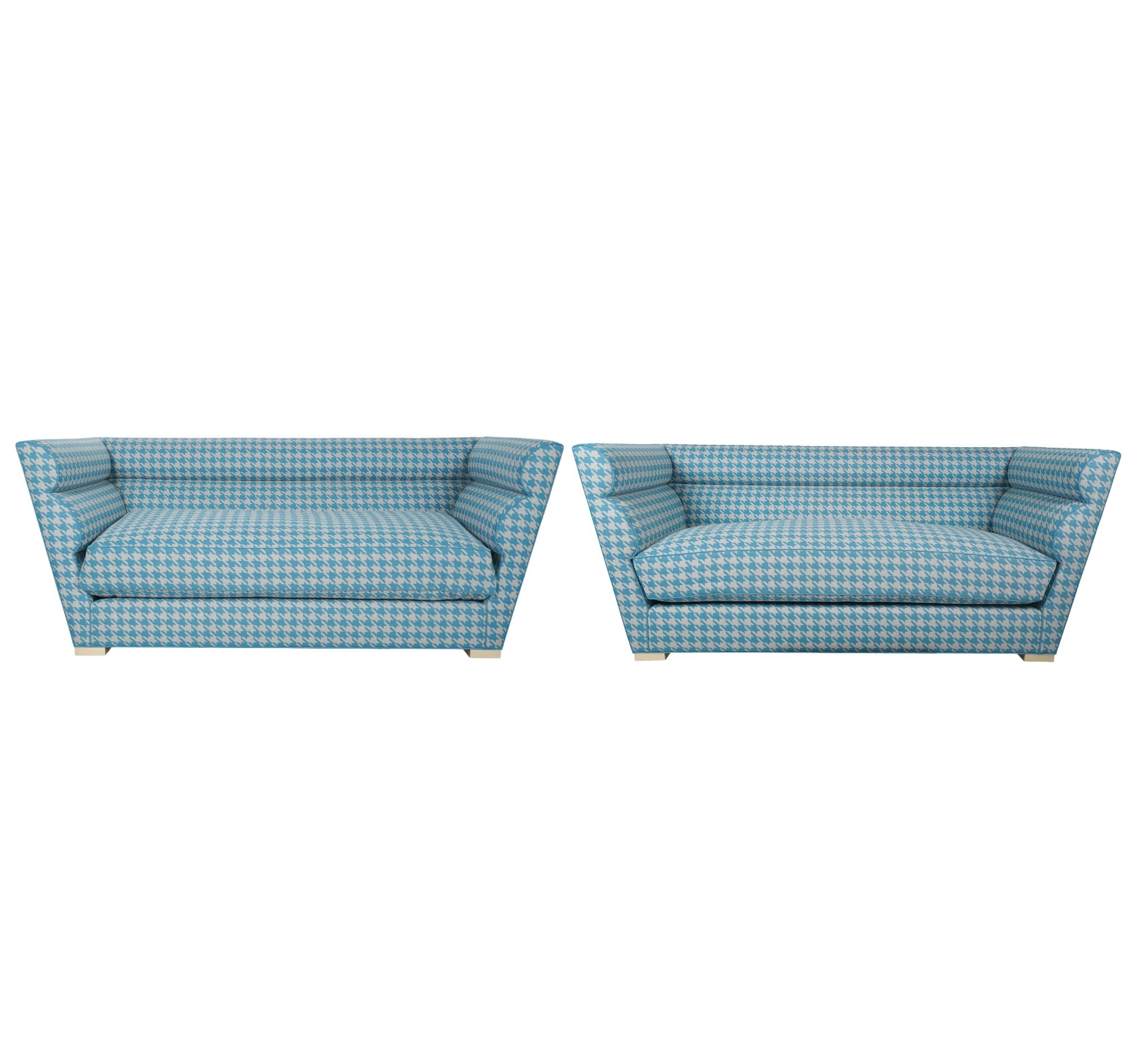 A Pair of Houndstooth Upholstered Sofas