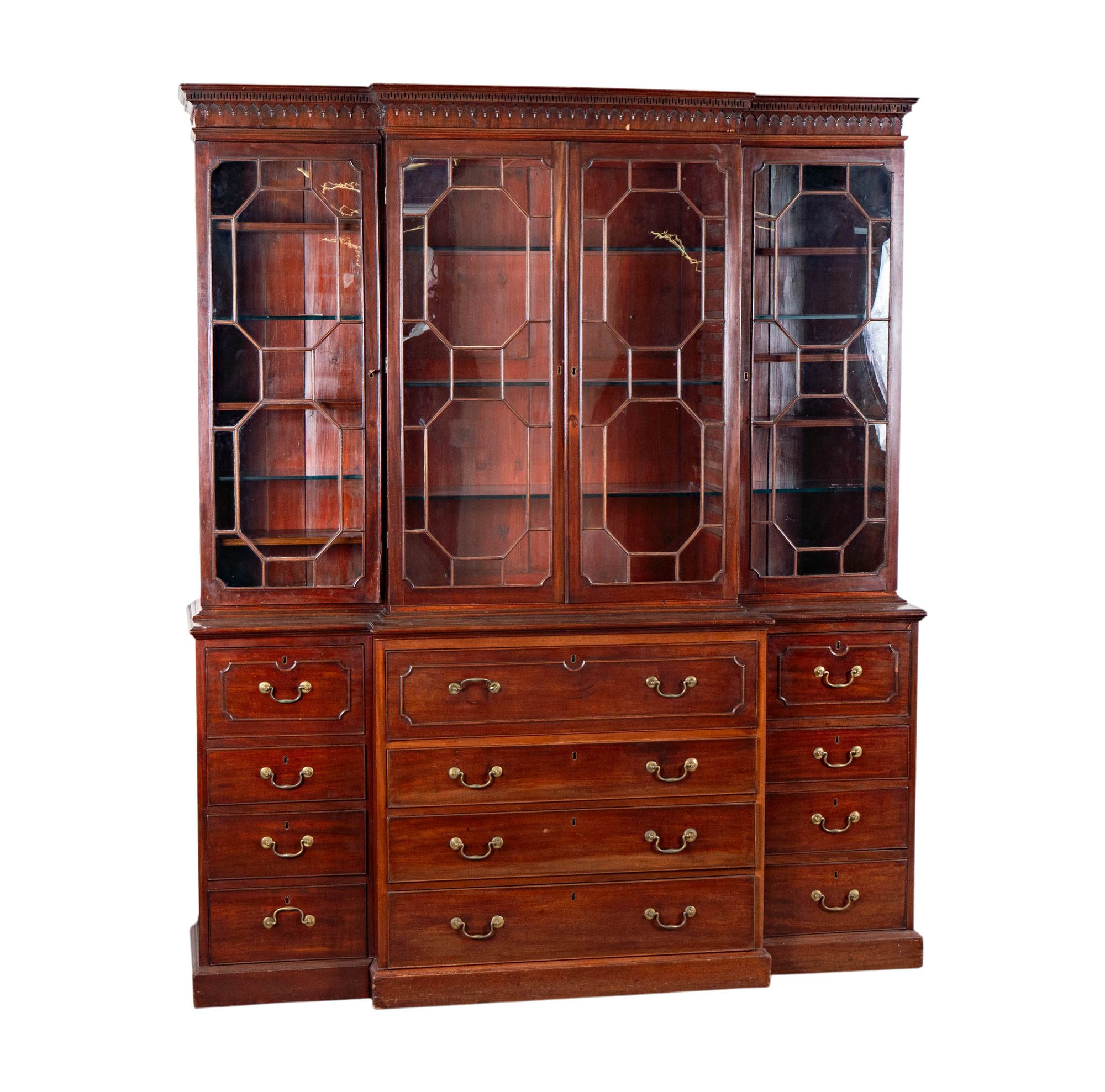 Baker  Chippendale-Style Mahogany Bureau Bookcase