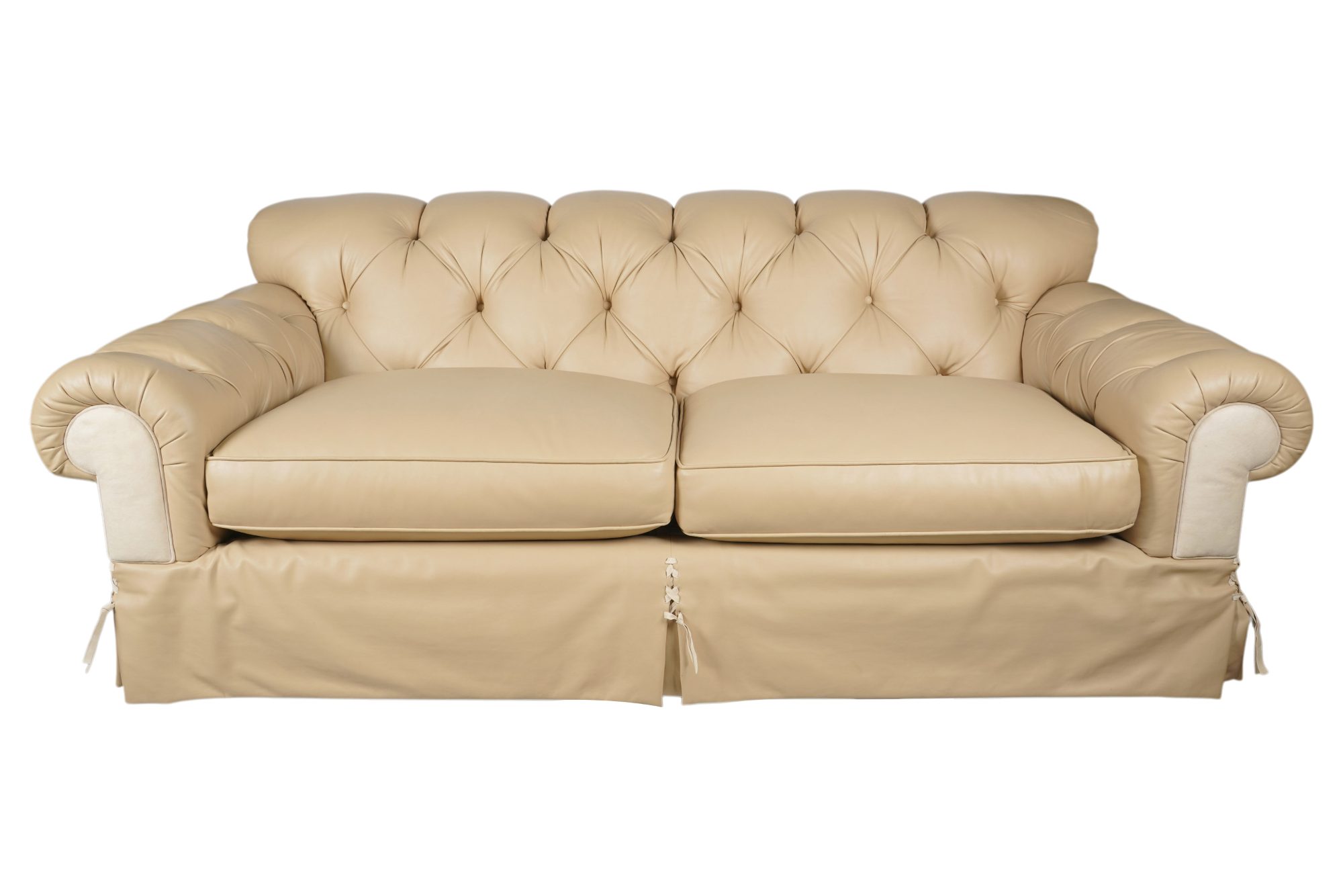 Pair of A. Rudin Leather and Suede Upholstered Sofas