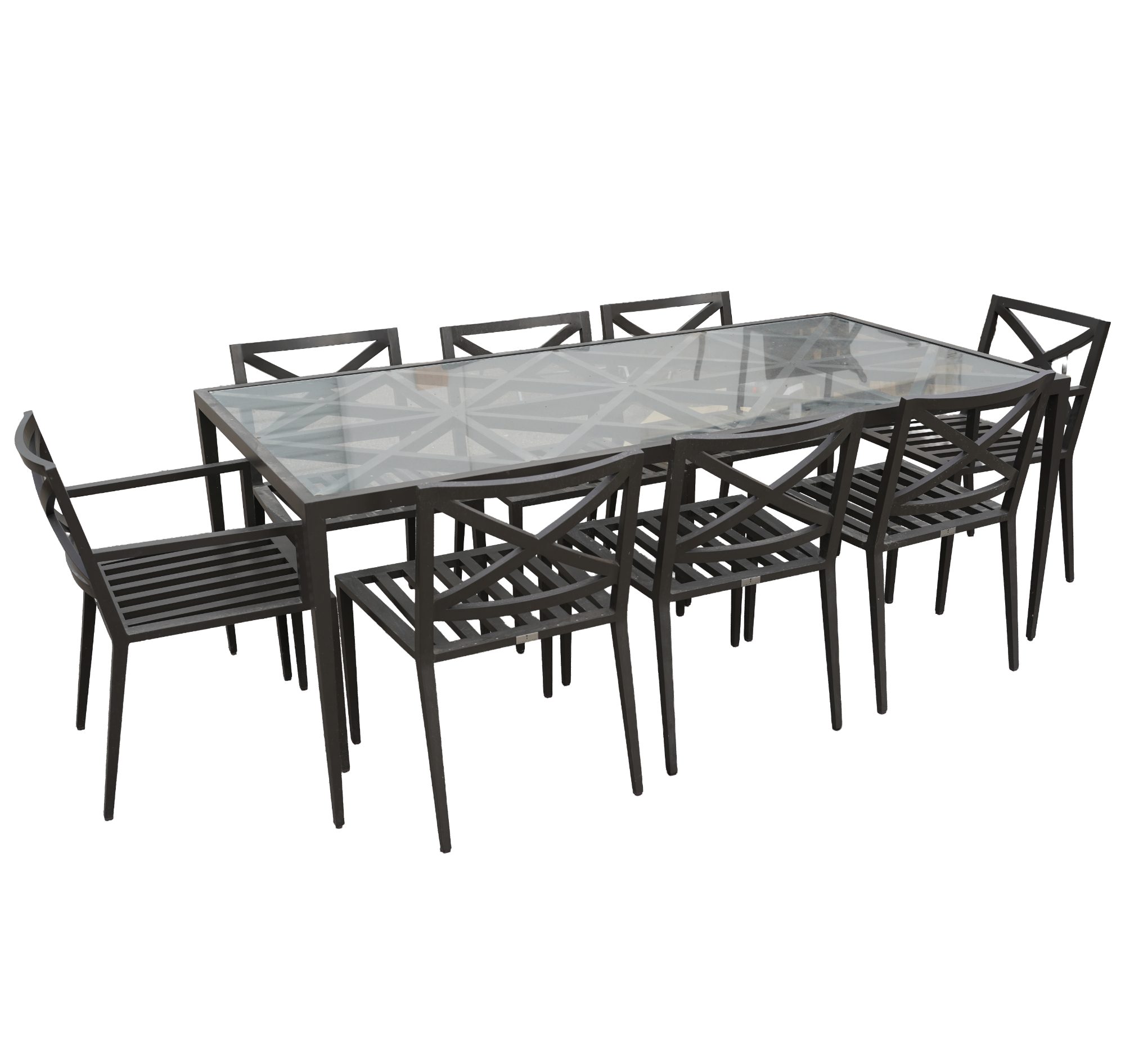 Large Janus et Cie Outdoor Dining Table with Chairs