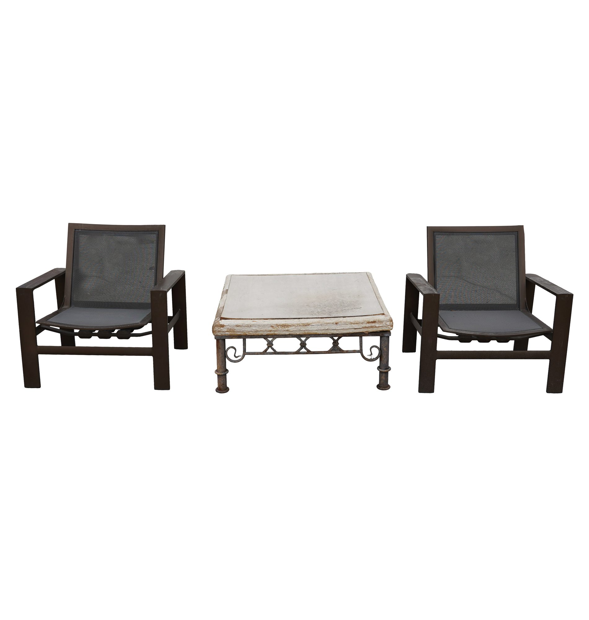 Pair of Brown Jordan Lounge Chairs with Coffee Table