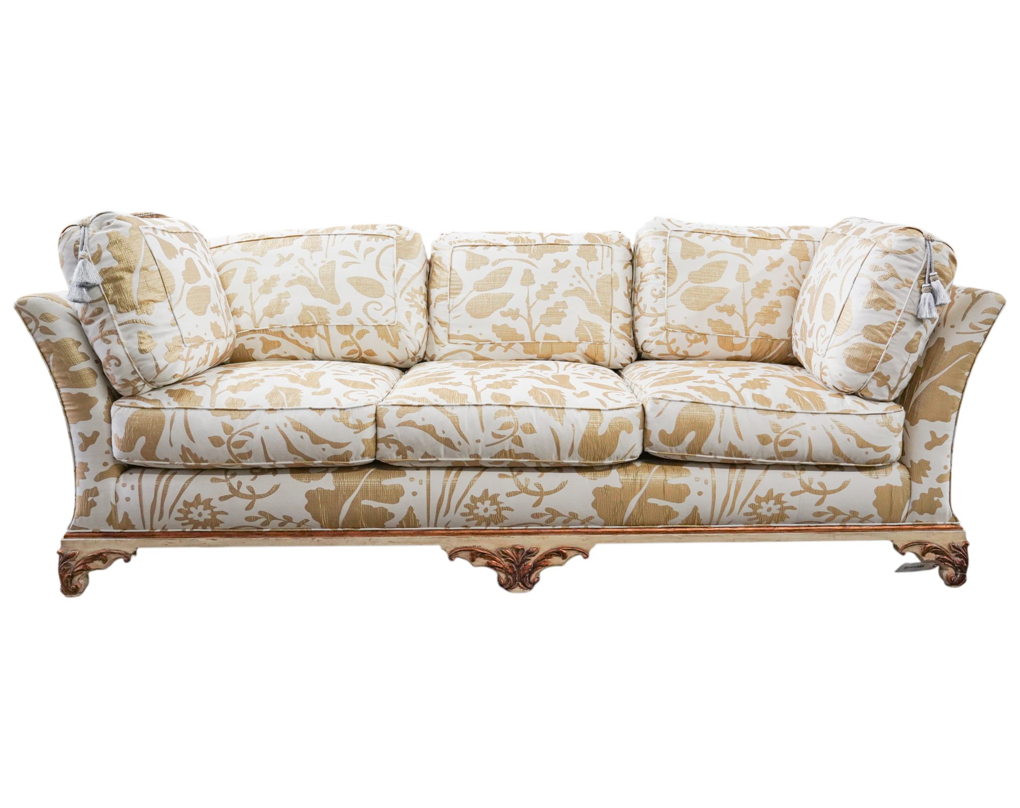 White and Gold Upholstered Sofa