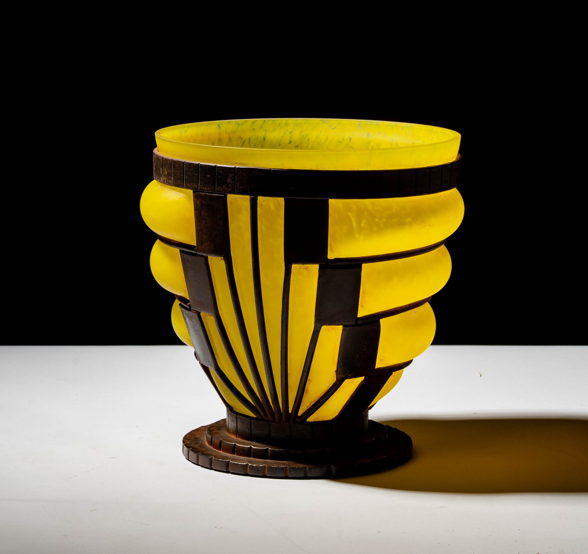 Daum Style Glass and Metal Vase