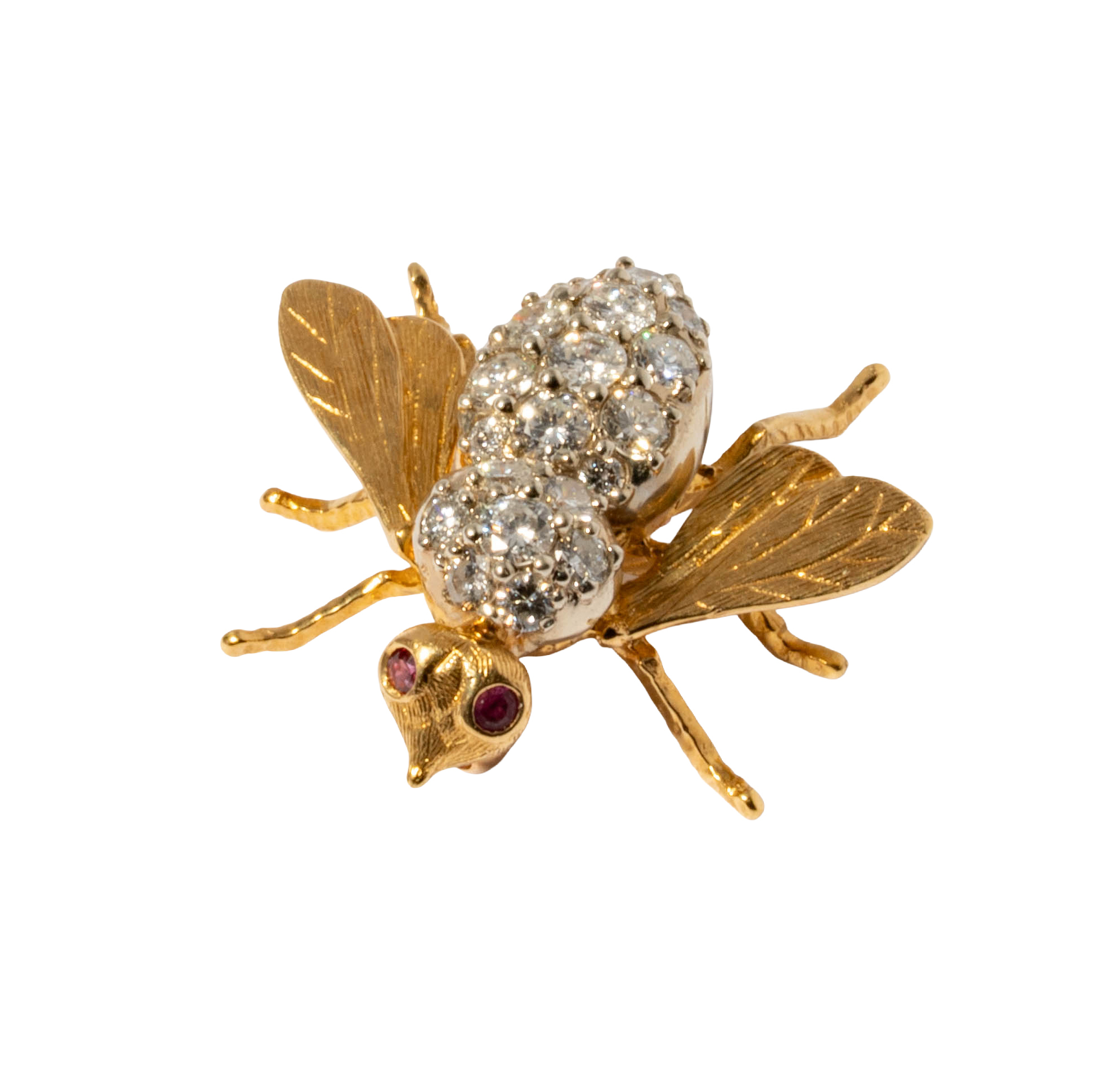 18KT Yellow and White Gold Ruby and Diamond Bee Brooch