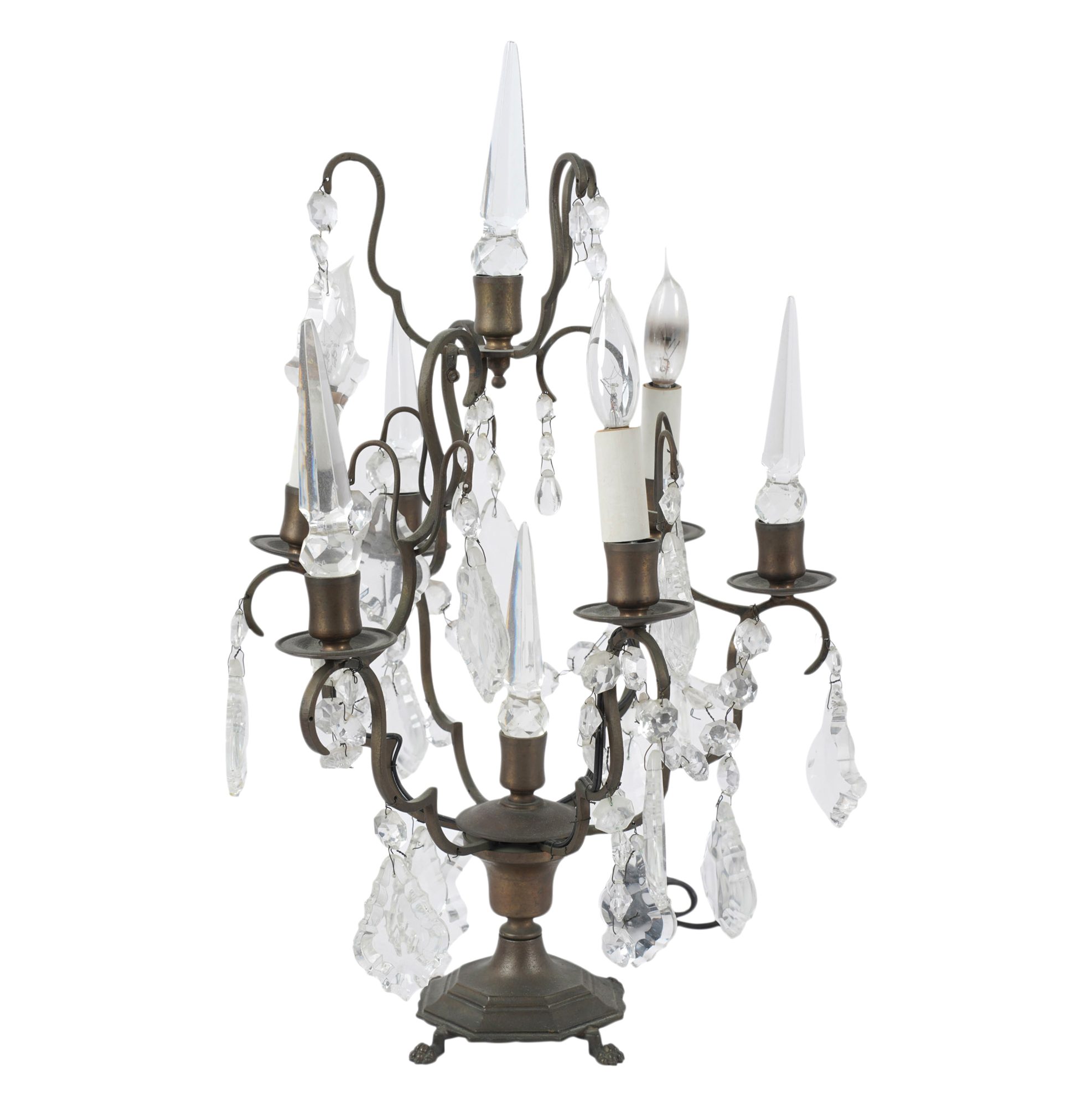 Brass Drop-Crystal Girandole