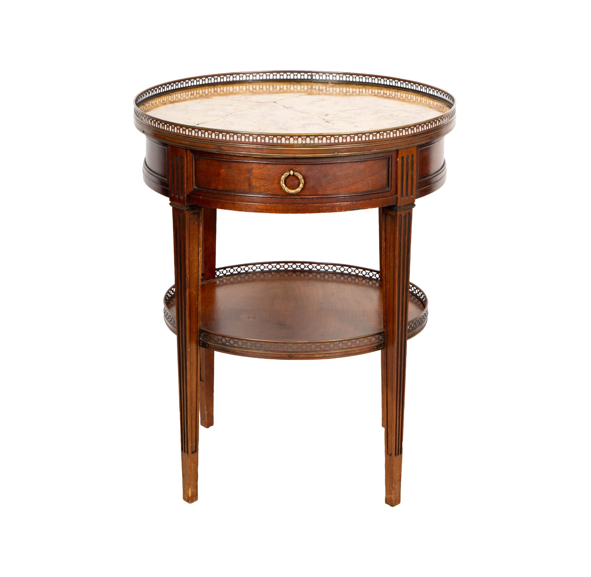 Neoclassical-Style Gallery Rim Marble Top Table