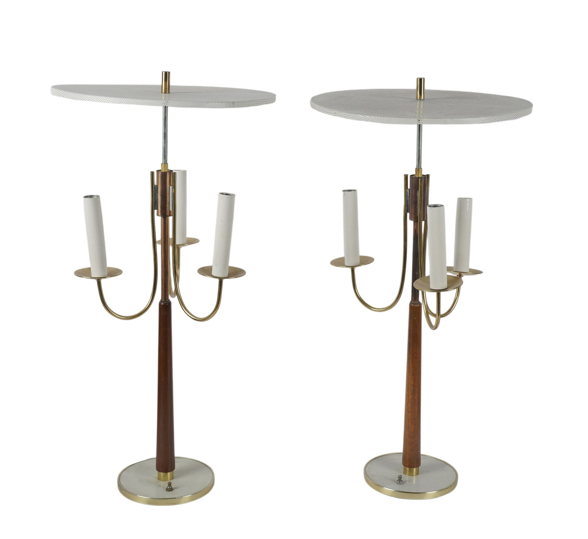 Two Assorted White Glaze Gerald Thurston for Lightolier Table Lamps
