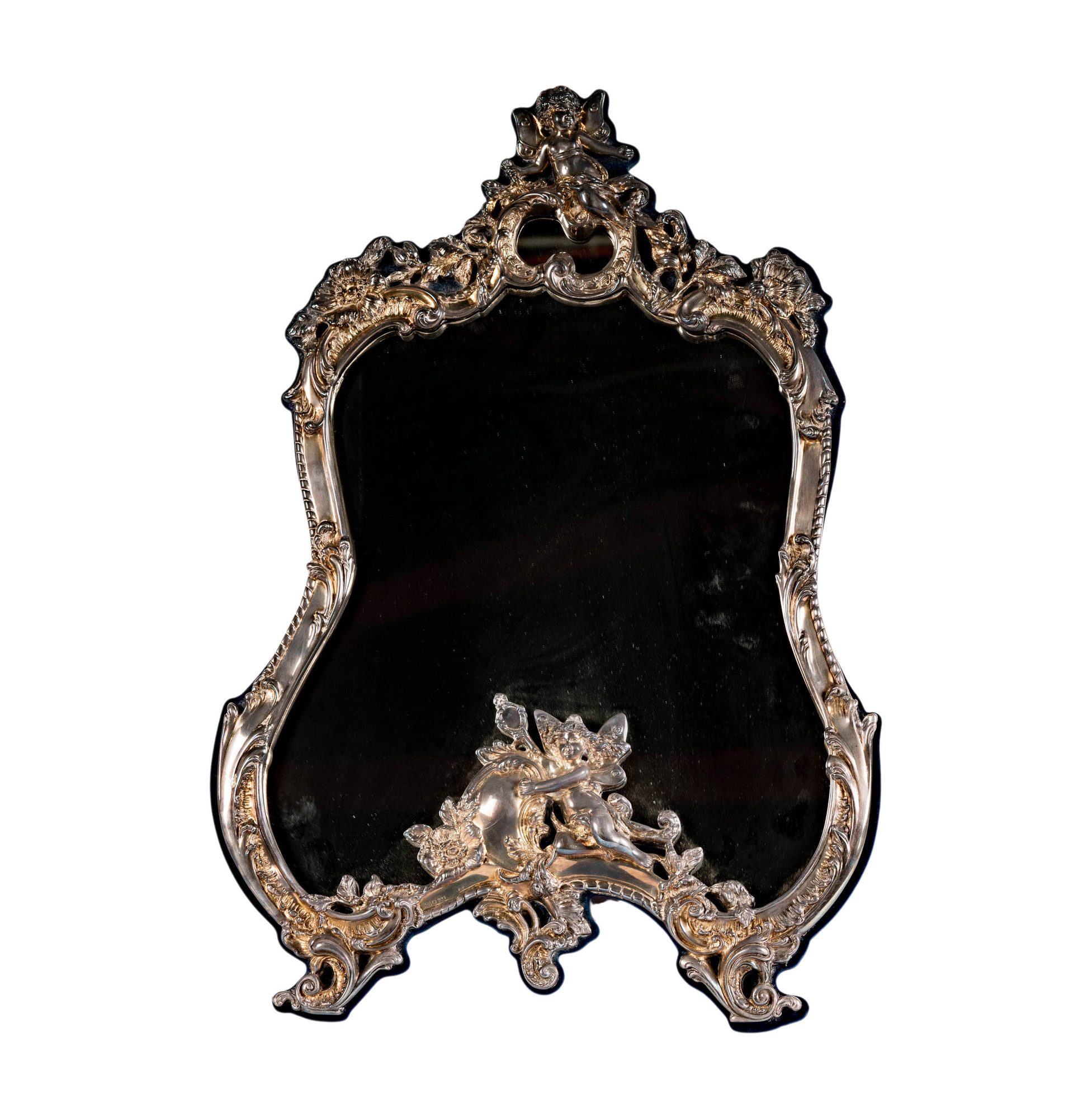 A Sterling Silver Rococo Dresser Mirror