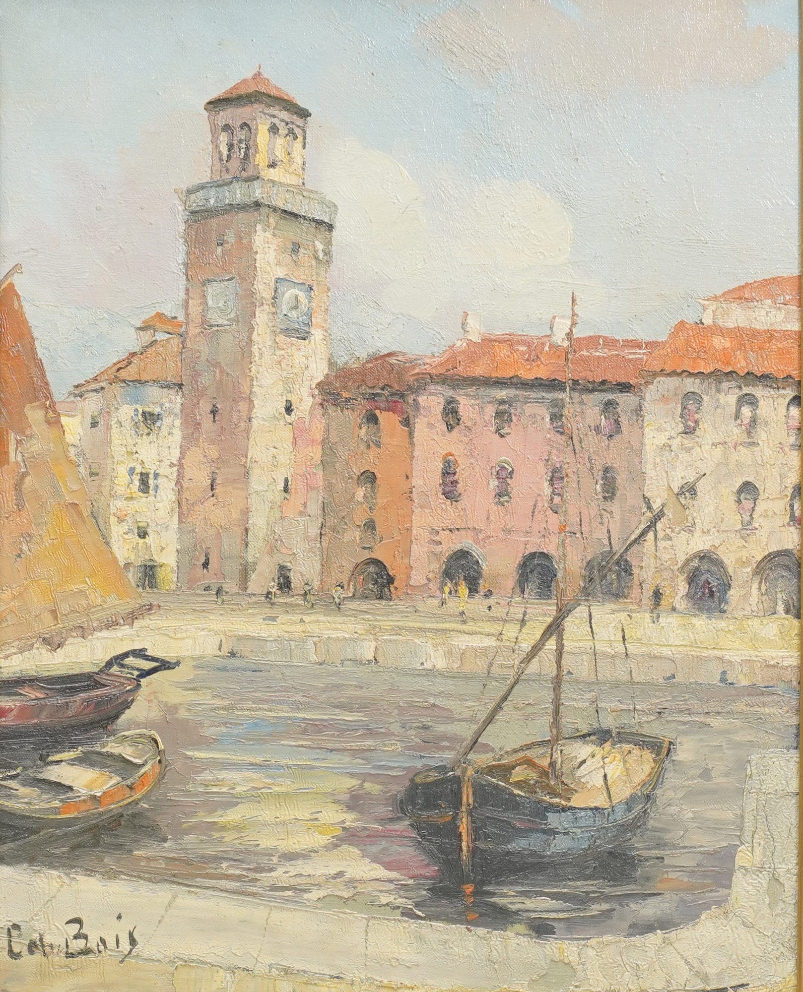 Mediterranean Coastal Harbor Scene
