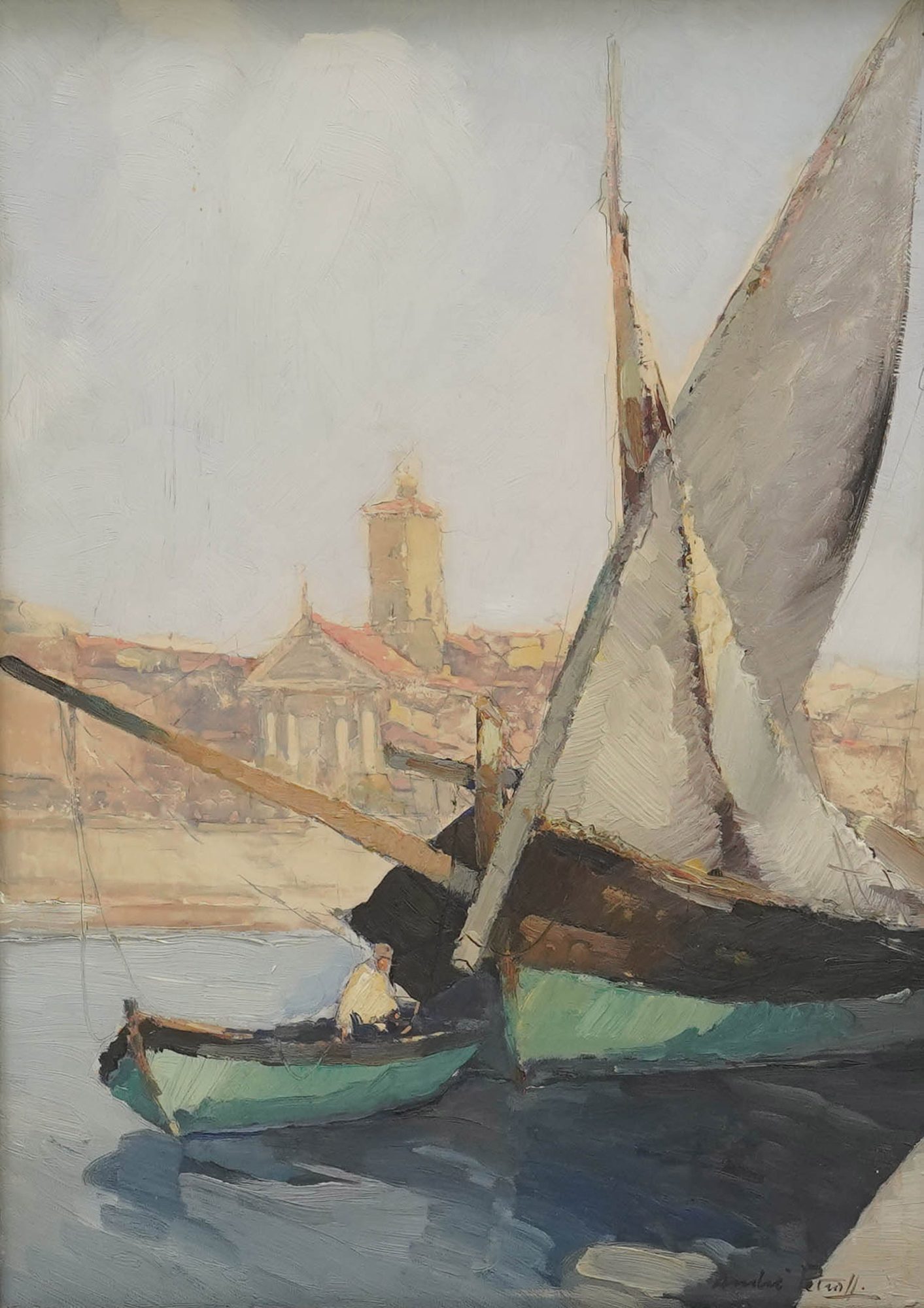 Mediterranean Fishing Boats Painting