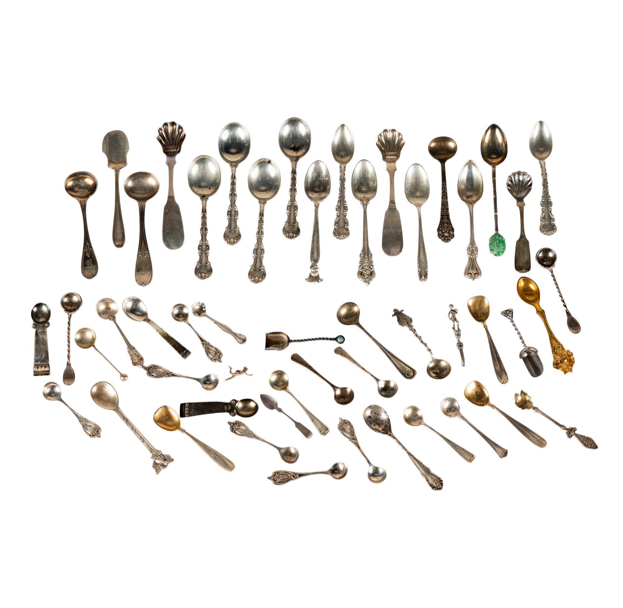 A Collection of Sterling Silver Salt and Demitasse Spoons
