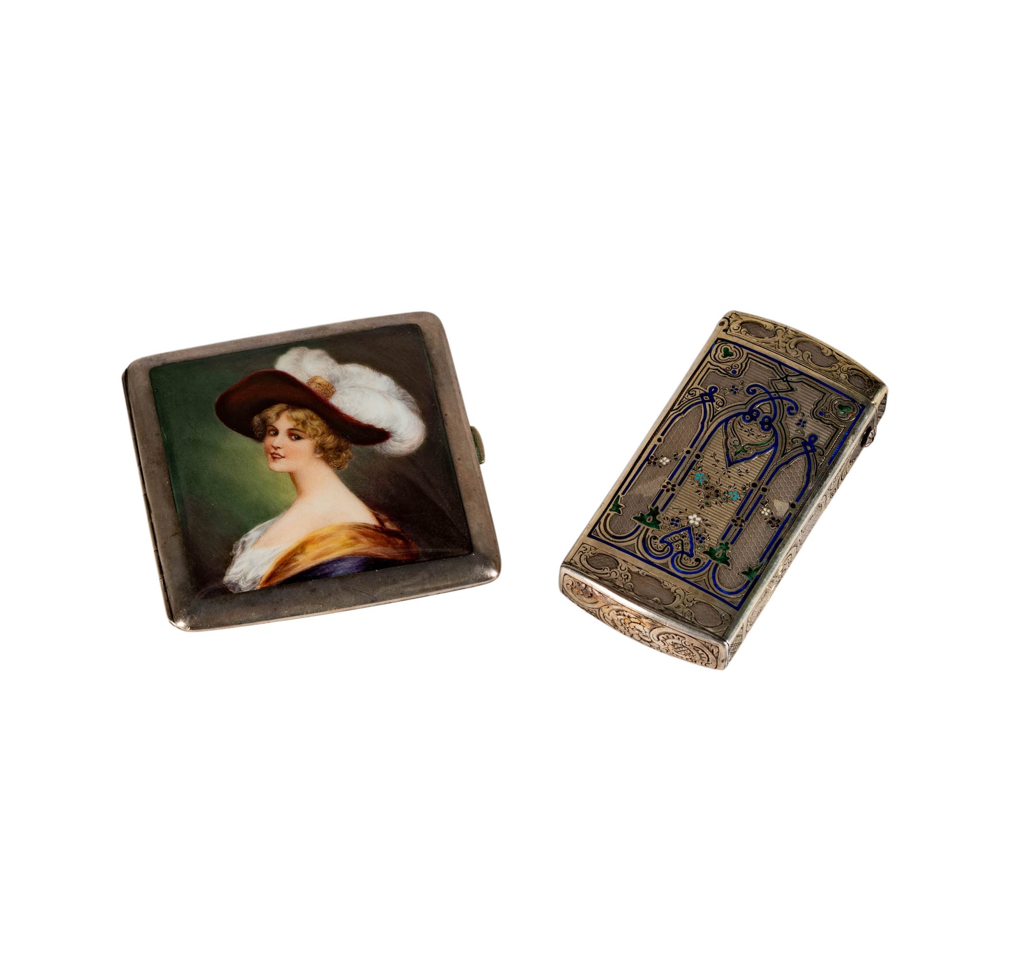 Two French Silver and Enamel Boxes