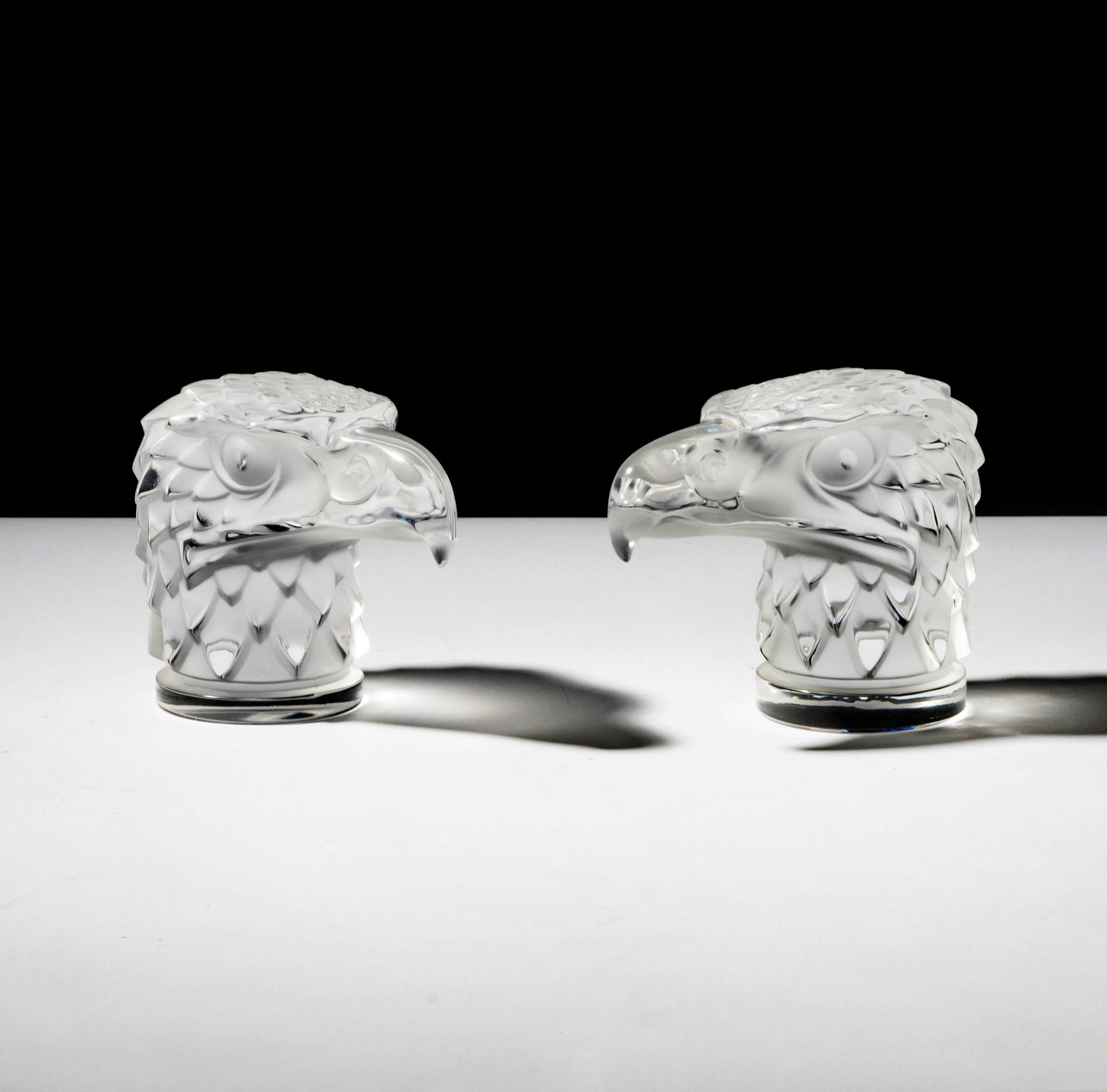 Lalique Pair of Tete D’Aigle Mascots