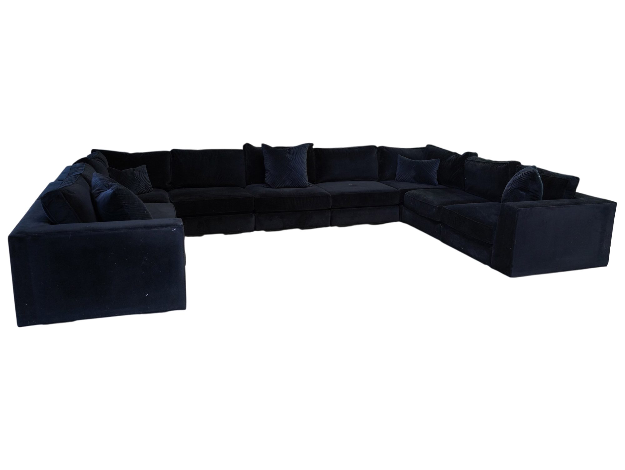 A Restoration Hardware Black Upholstered Modular Sectional
