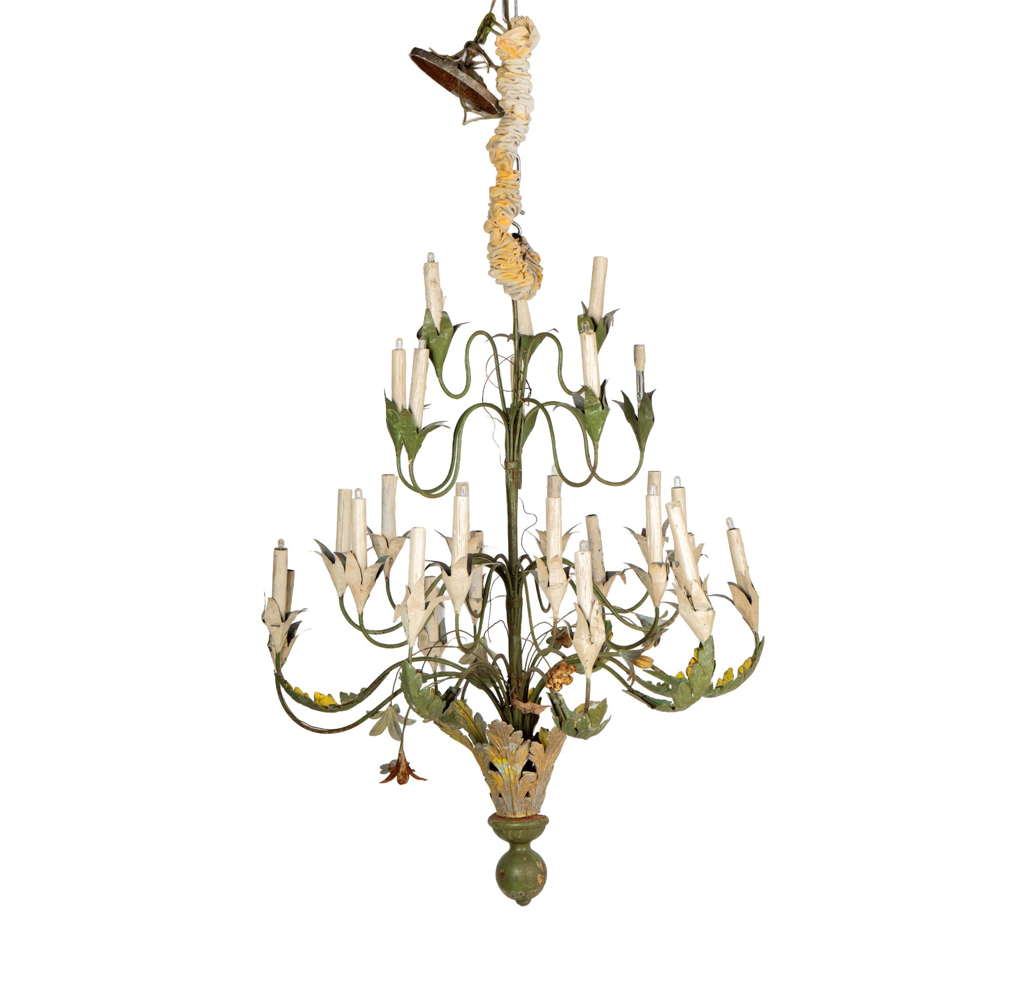 Large Green Tole Chandelier