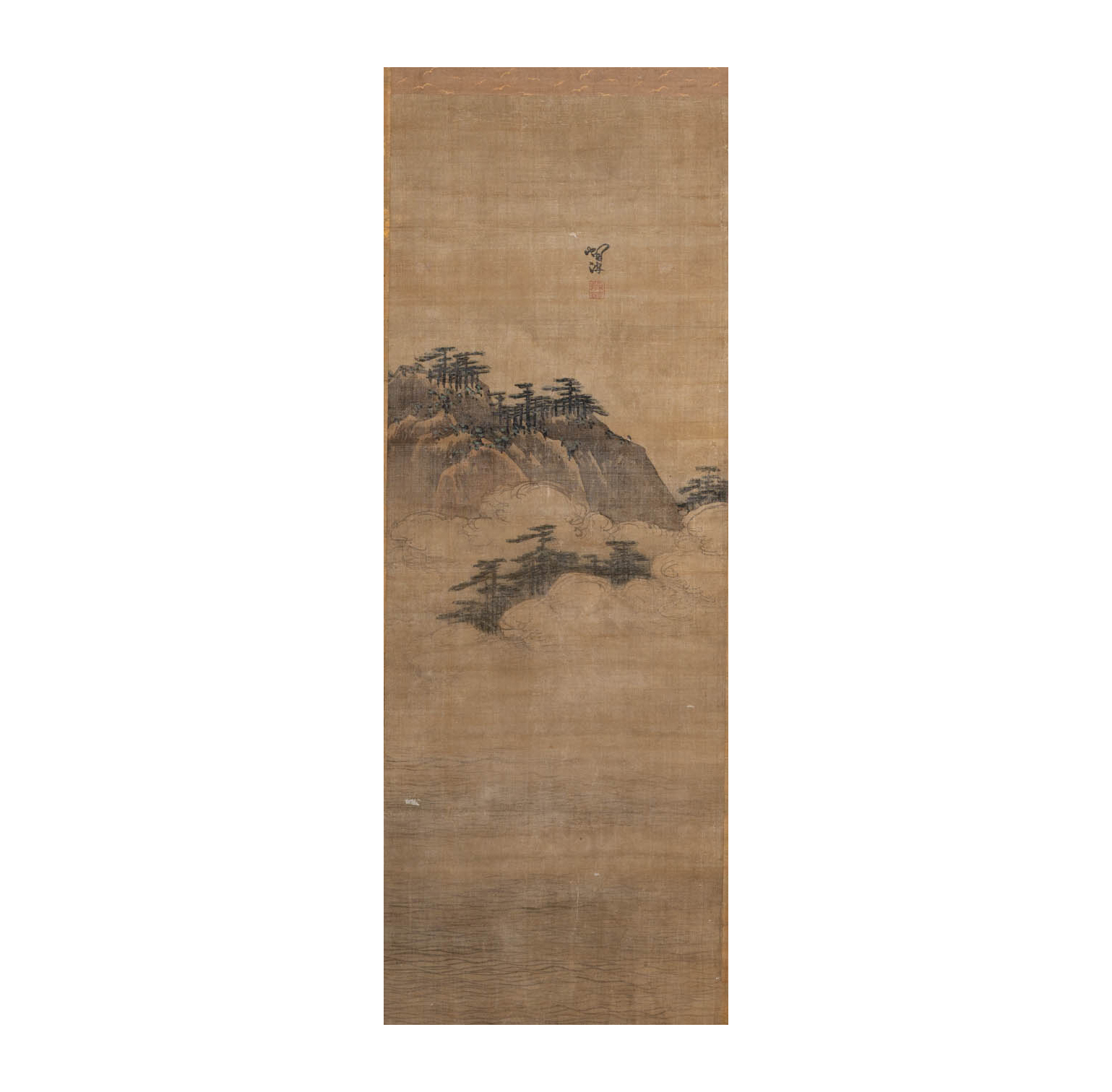 Korean Scroll Landscape with Pine Trees
