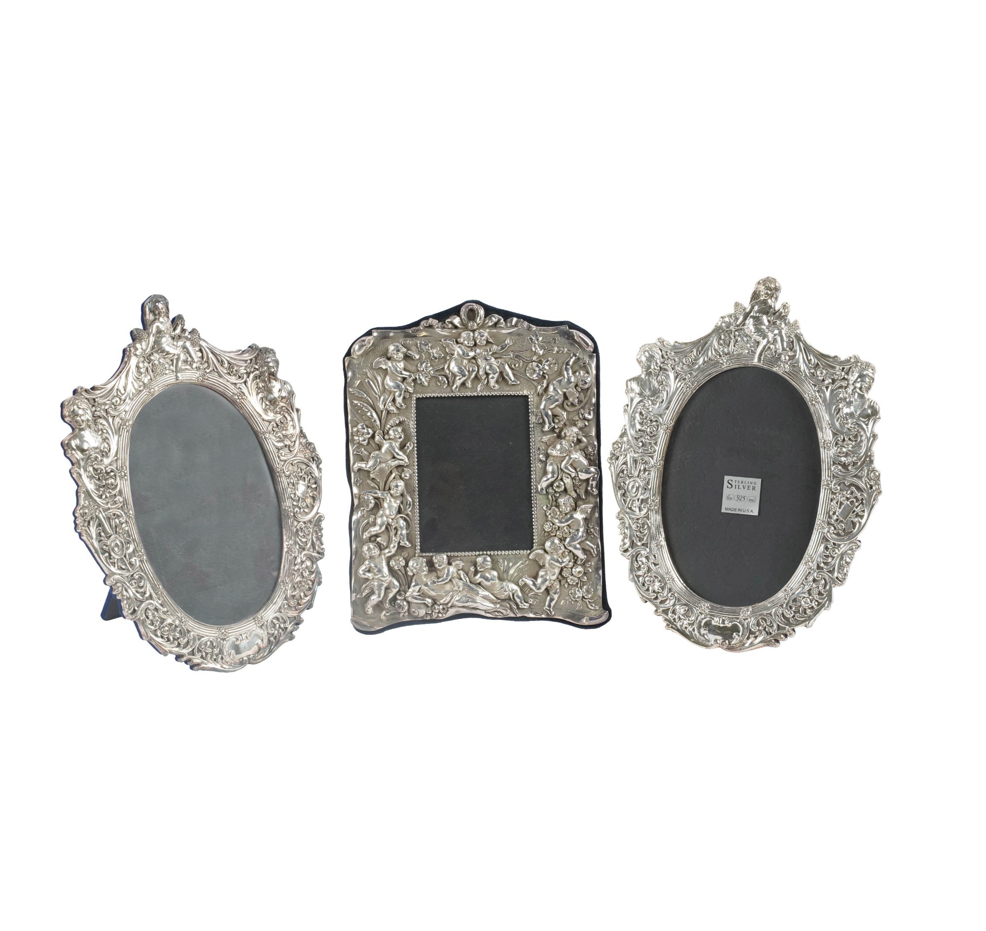 Three Repousse Sterling Picture Frames