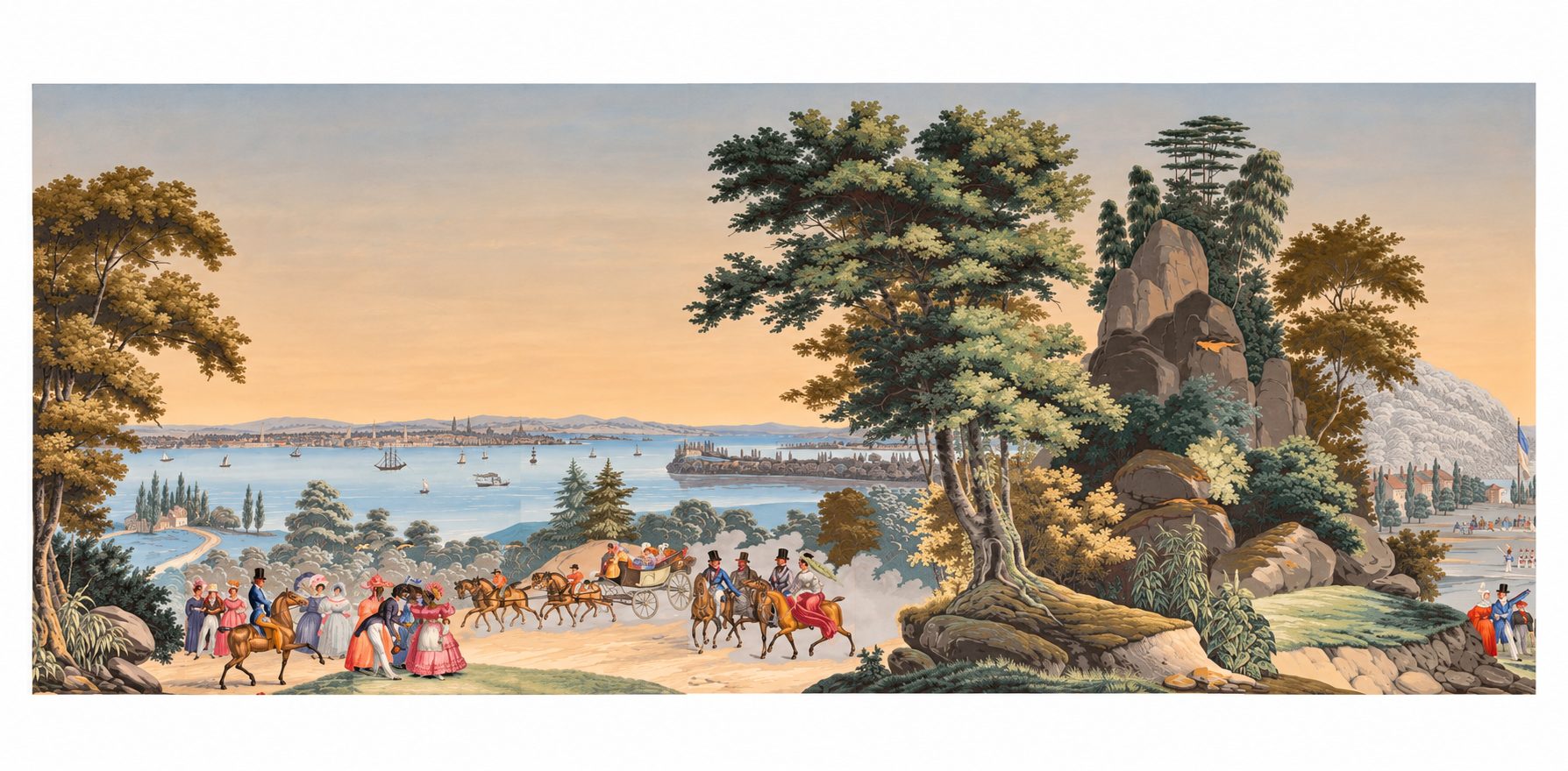 Zuber et Cie Wallpaper Vues d' Amerique du Nord, (The Views of North America) From the Dining Room of 701 N. Alta, Beverly Hills, CA